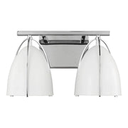 Norman 15" 2-Light LED Bathroom Vanity, Chrome Finish with Matte White Shade - Bees Lighting