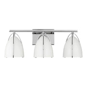 Norman 24" 3-Light Bathroom Vanity, Chrome Finish with Matte White Shade - Bees Lighting