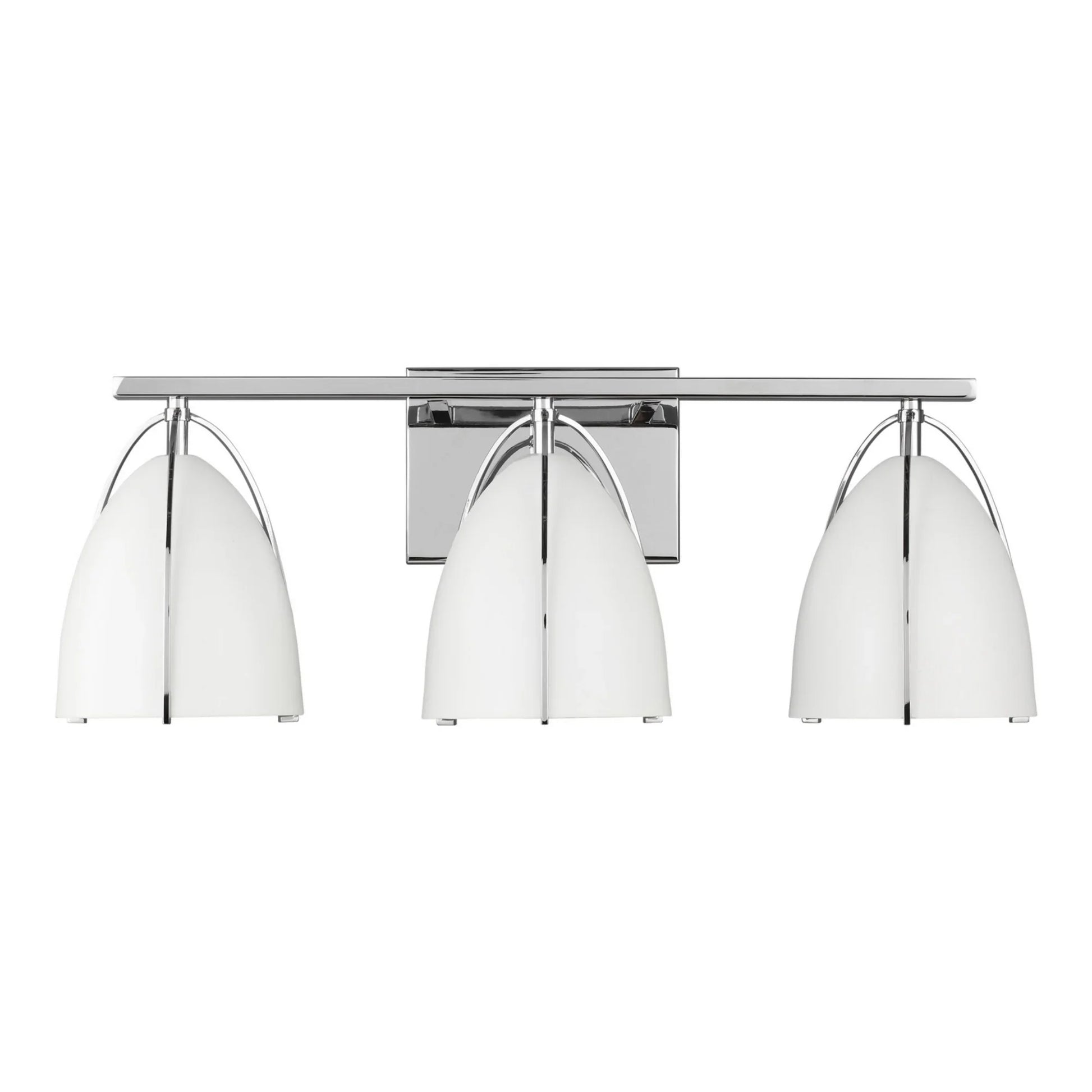 Norman 24" 3-Light Bathroom Vanity, Chrome Finish with Matte White Shade - Bees Lighting