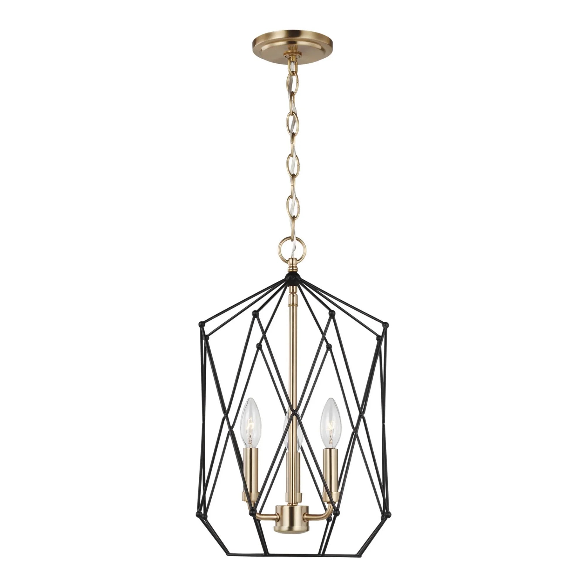 Zarra 12" Medium 3-Light Lantern, Satin Brass Finish - Bees Lighting