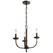 Kennewick 16" 3-Light Mini Chandelier, Olde Bronze Finish - Bees Lighting
