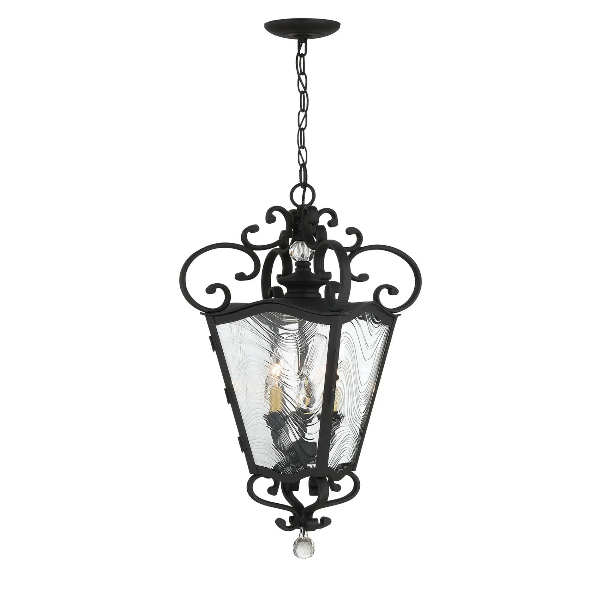 Brixton Ivy 13" 3-Light Outdoor Chain Hung, Coal & Honey Gold Highlights - Bees Lighting