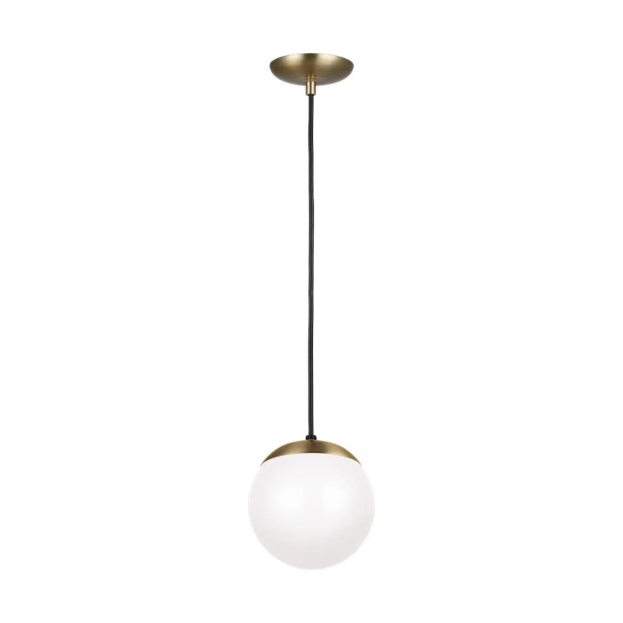 Leo Hanging Globe 8" LED Small Pendant, Satin Brass Finish - Bees Lighting
