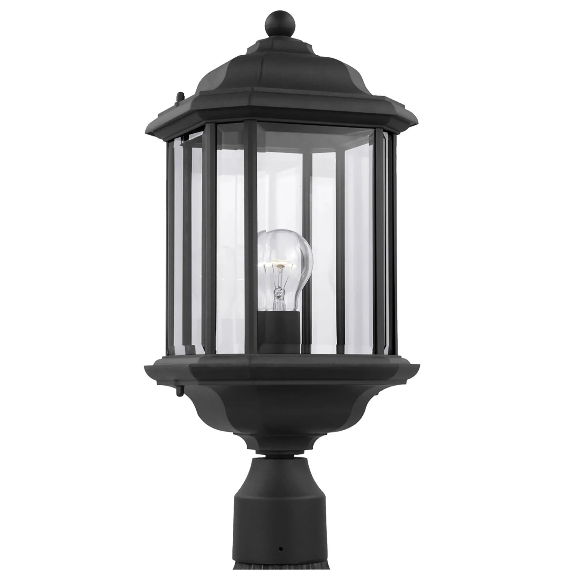 Kent 20" Outdoor Post Lantern, Black Finish with Clear Glass - Bees Lighting