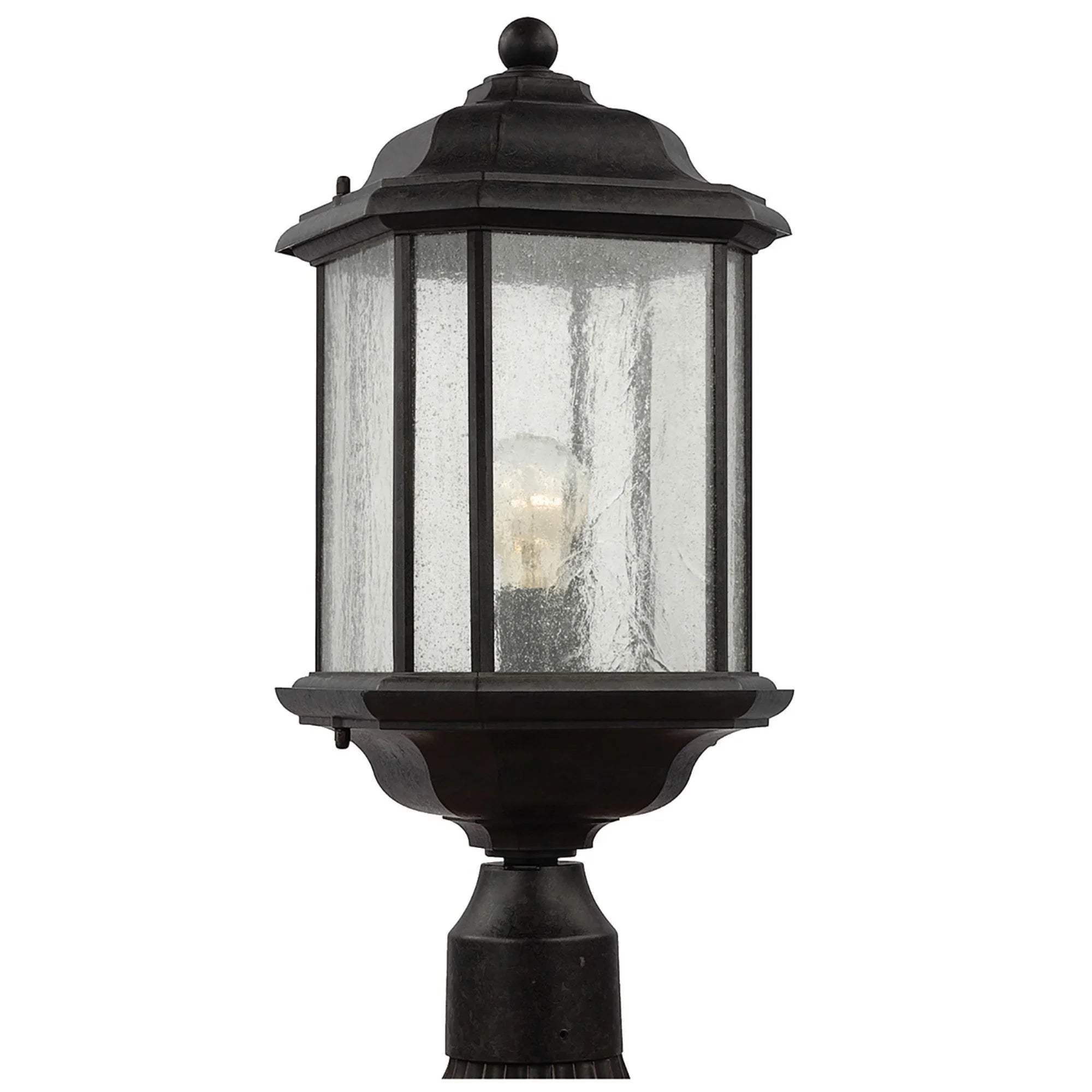 Kent 20" Outdoor Post Lantern, Oxford Bronze Finish with Clear Seeded Glass - Bees Lighting