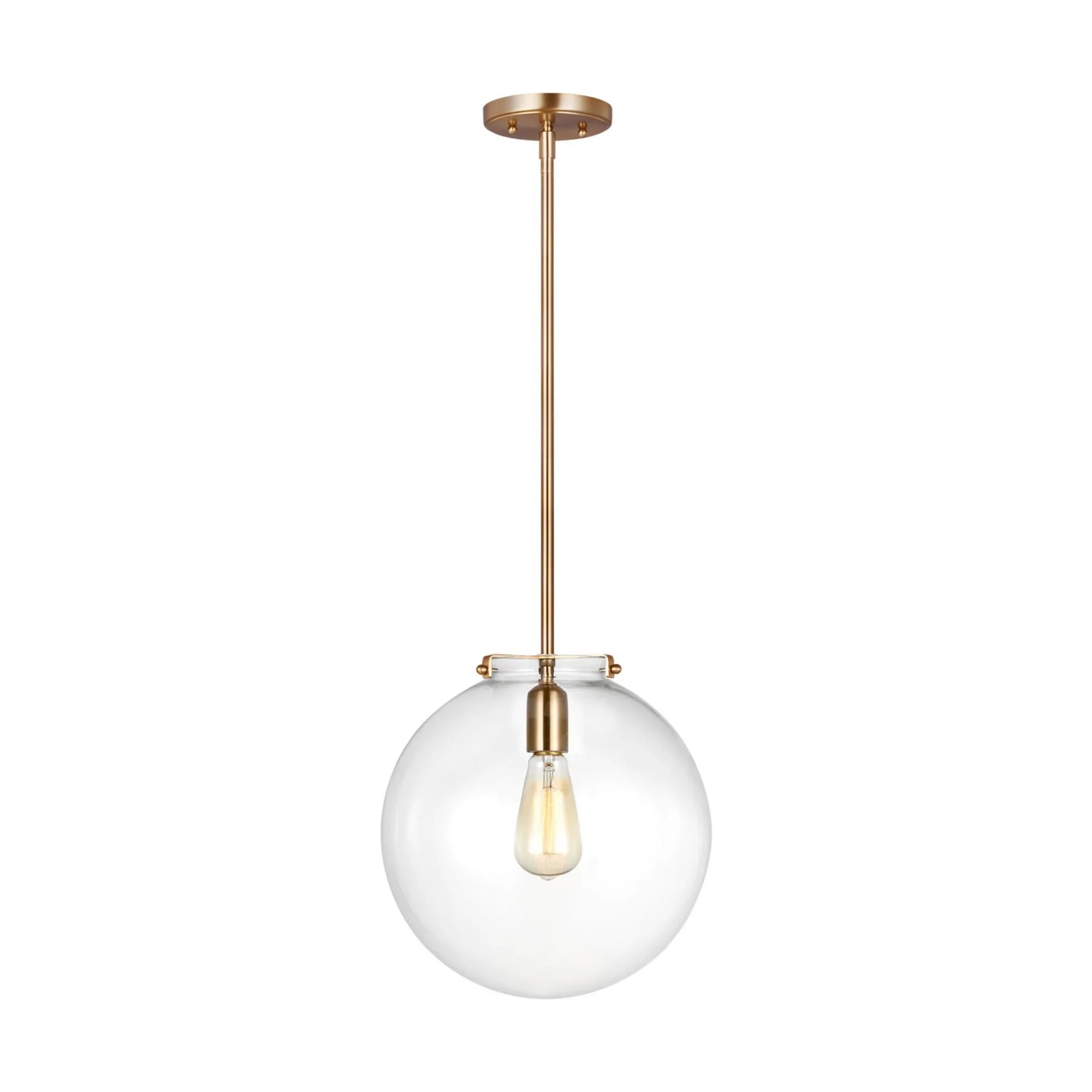 Kate 12" Sphere Pendant, Satin Brass Finish - Bees Lighting