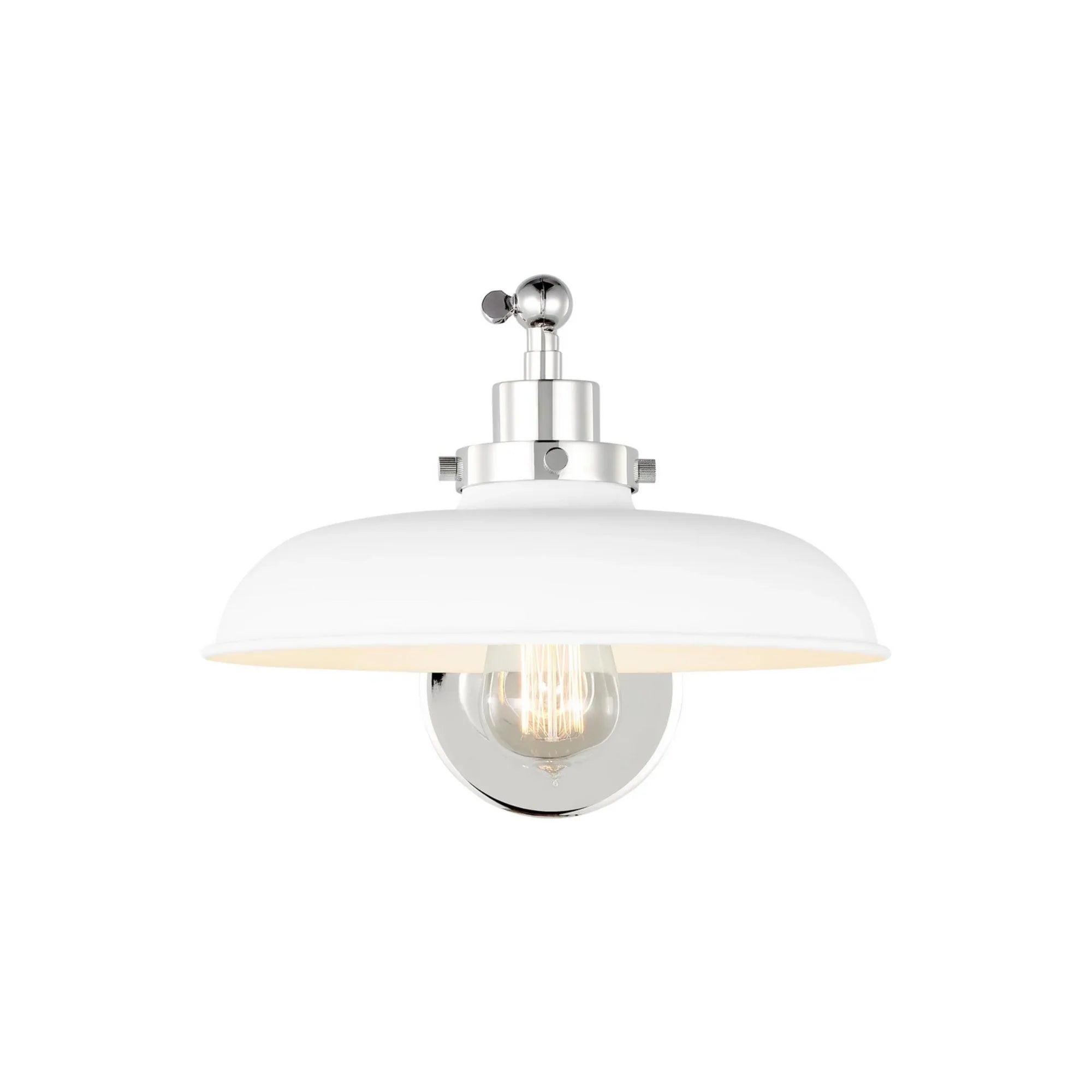 Wellfleet Single Arm Wide Task Sconce, Matte White & Polished Nickel Finish - Bees Lighting