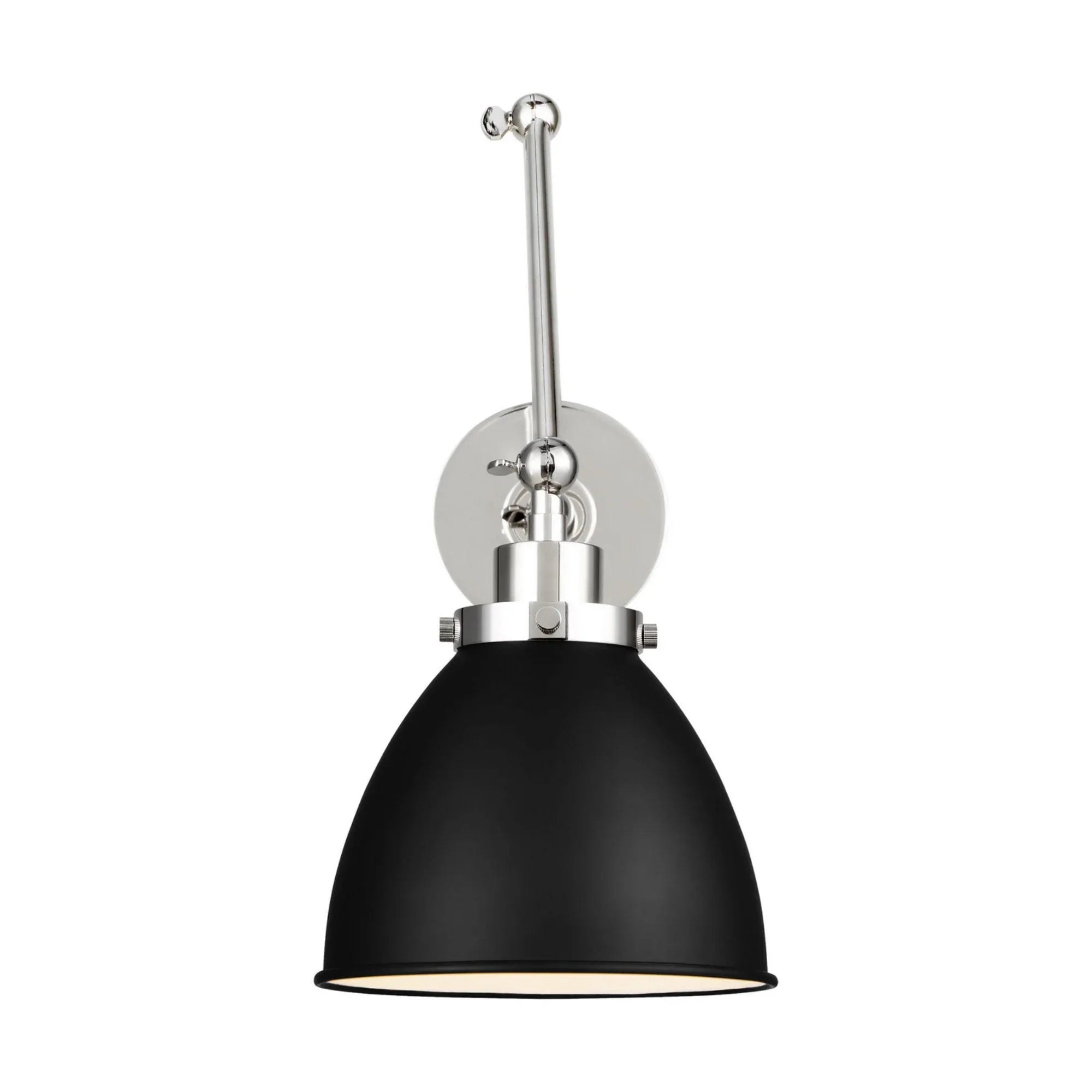 Wellfleet Double Arm Dome Task Sconce, Midnight Black & Polished Nickel Finish - Bees Lighting