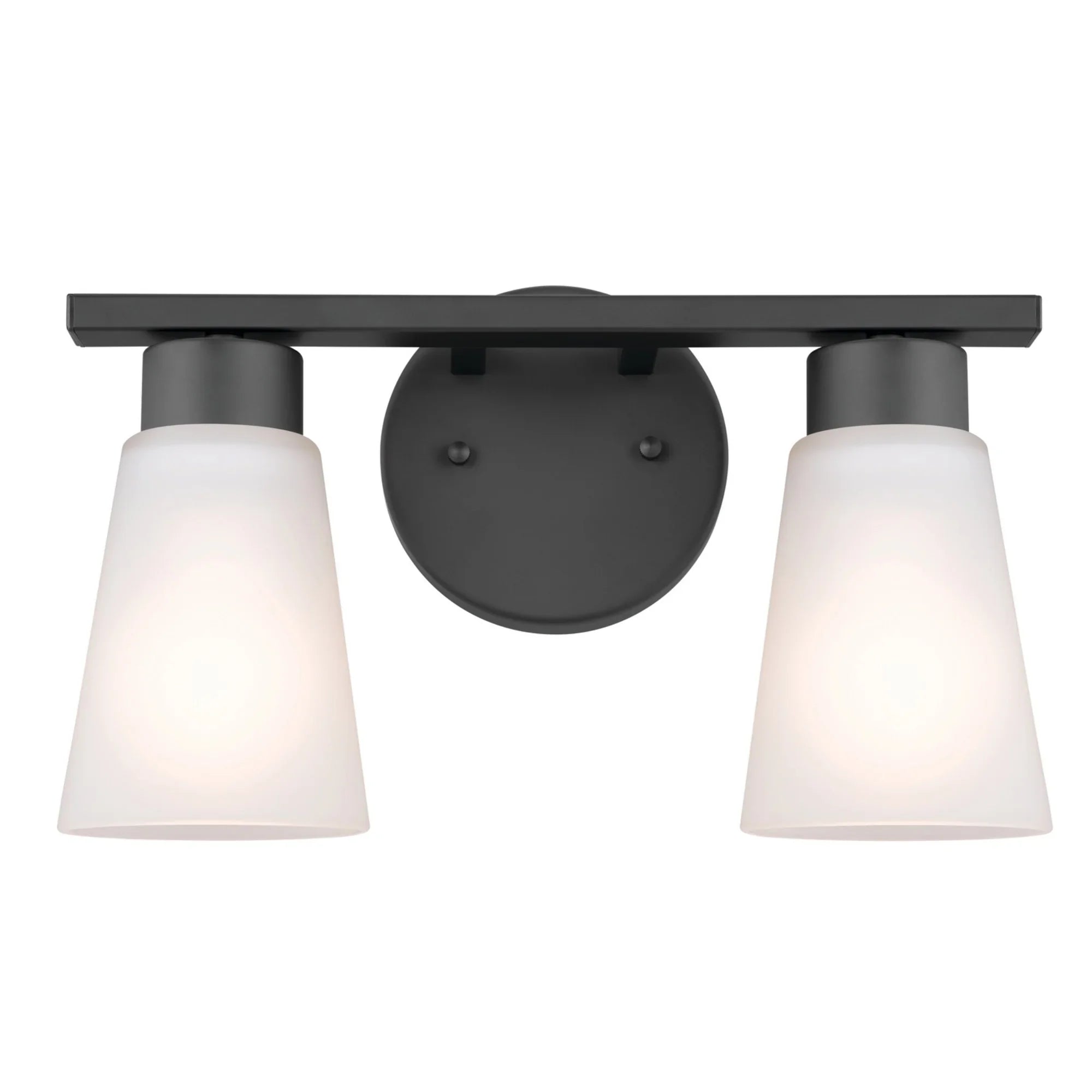 Stamos 13" 2-Light Bath Vanity Light, Black Finish - Bees Lighting