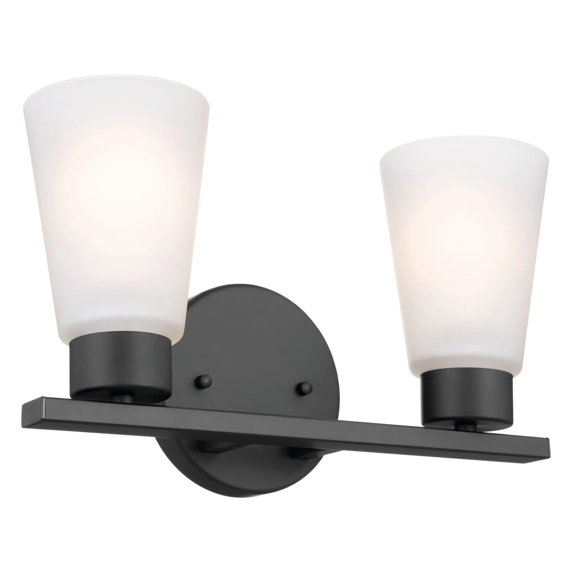 Stamos 13" 2-Light Bath Vanity Light, Black Finish - Bees Lighting