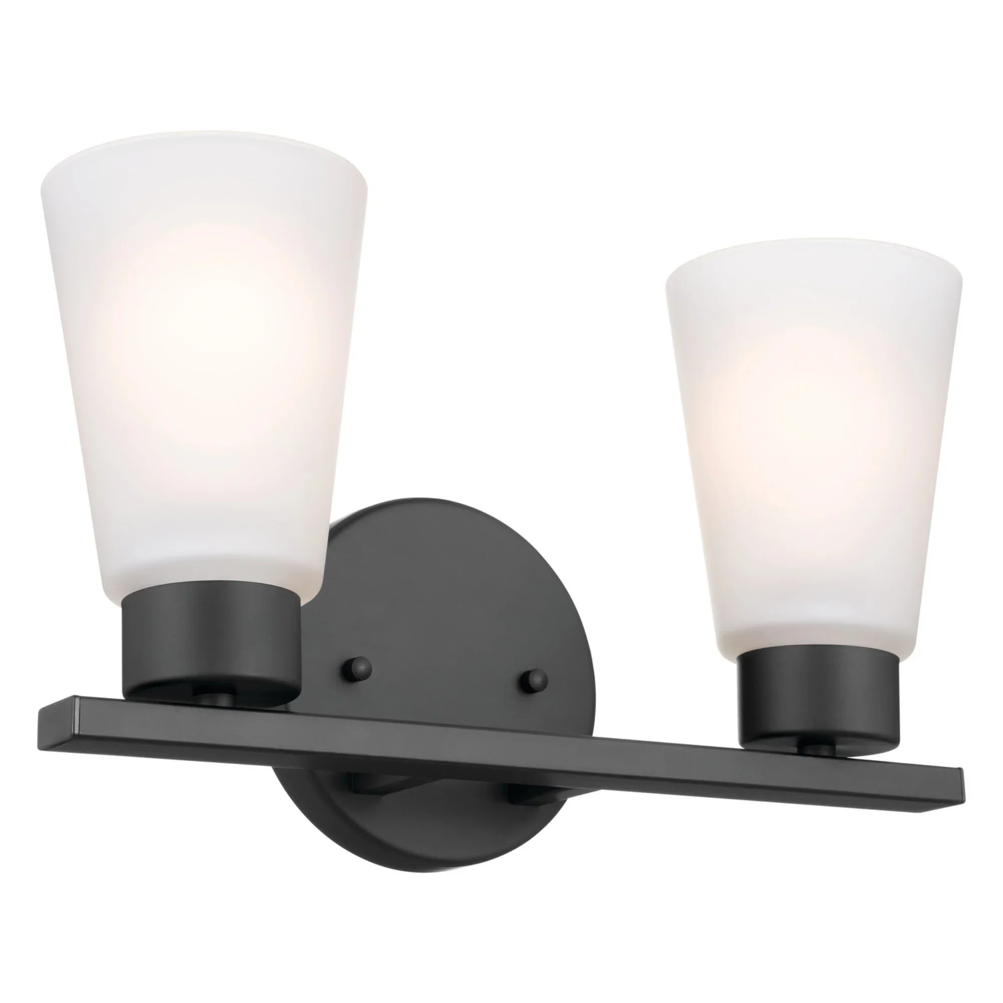 Stamos 13" 2-Light Bath Vanity Light, Black Finish - Bees Lighting