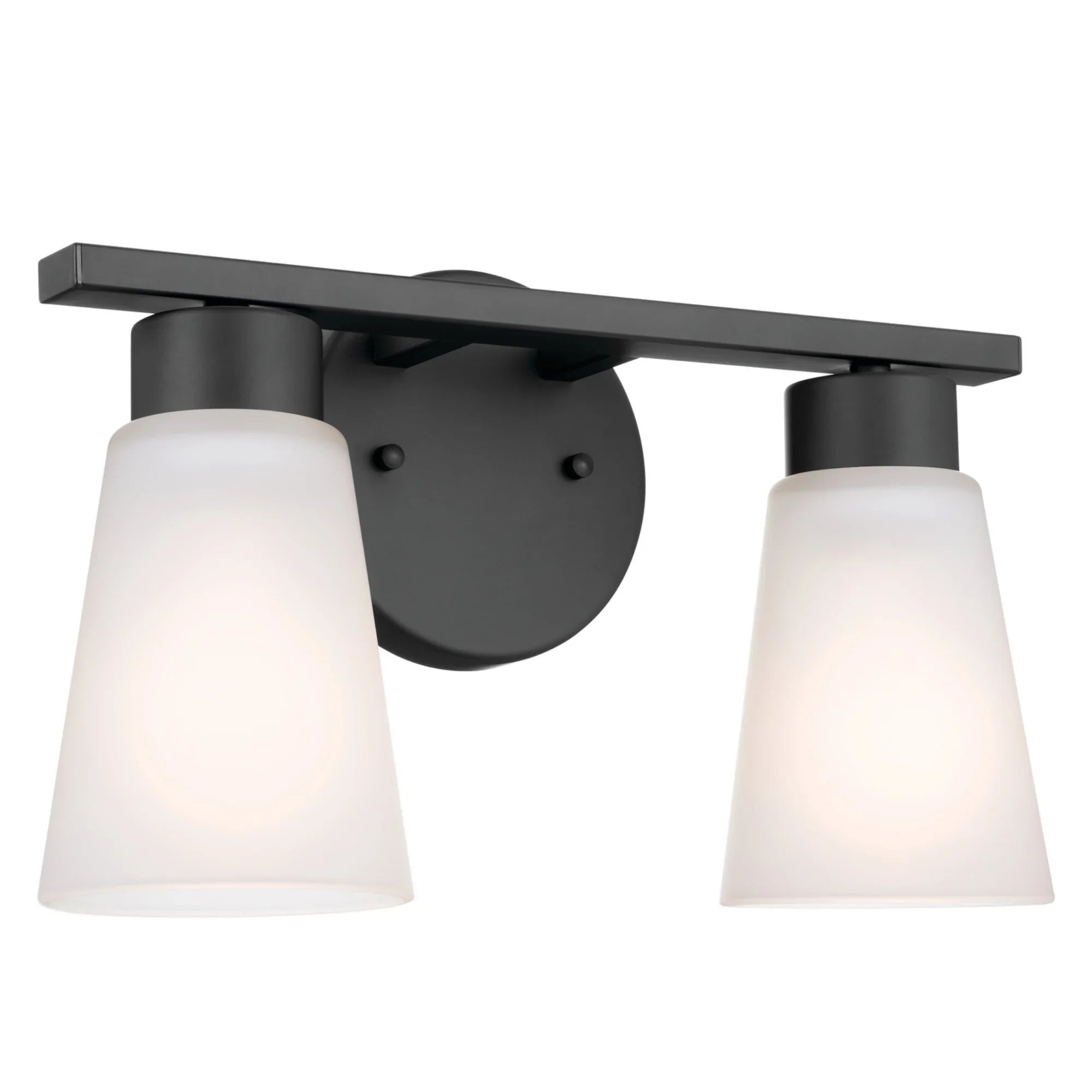 Stamos 13" 2-Light Bath Vanity Light, Black Finish - Bees Lighting
