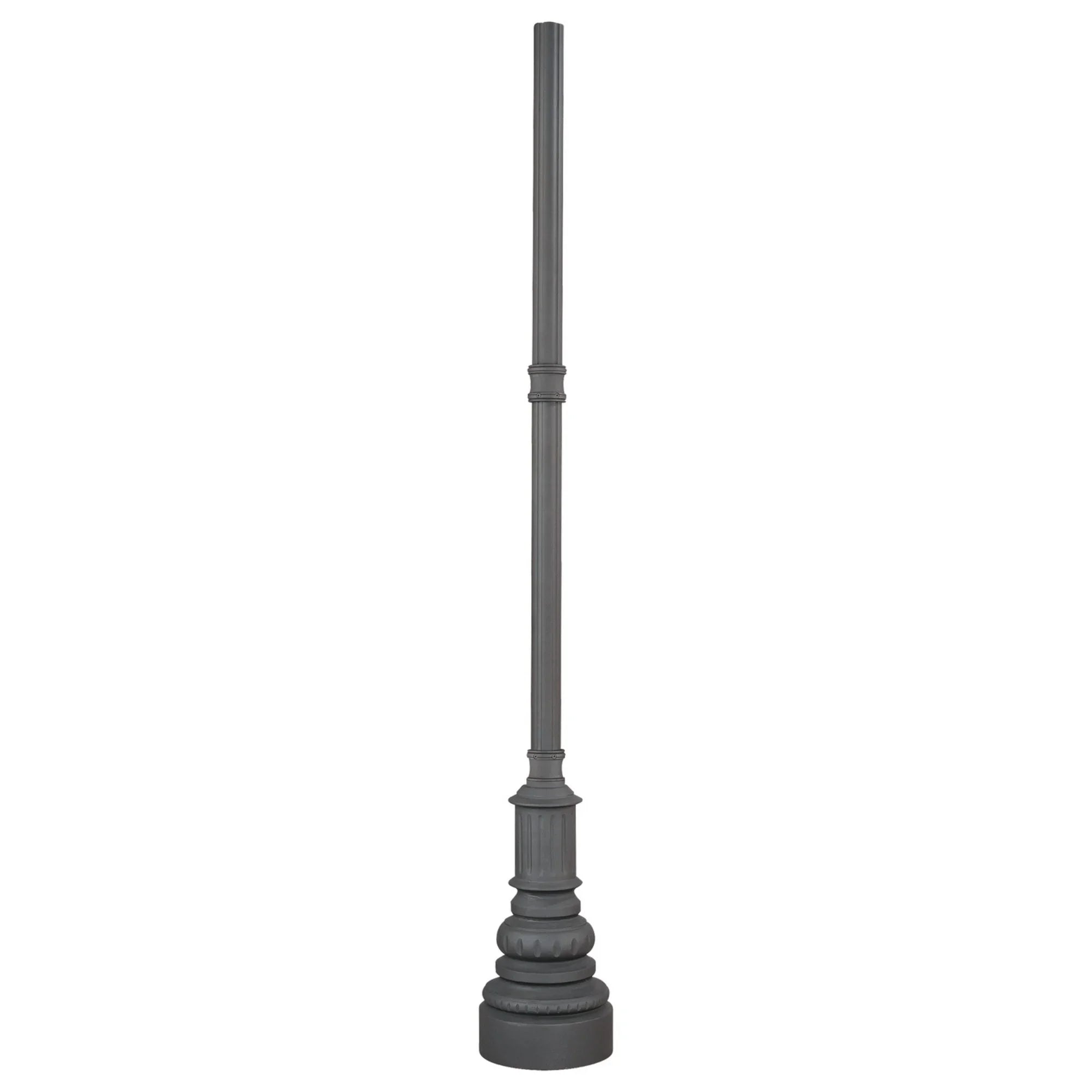 8 ft Post With Base, Direct Burial, 3 in. Round Aluminum Shaft, Black Finish - Bees Lighting
