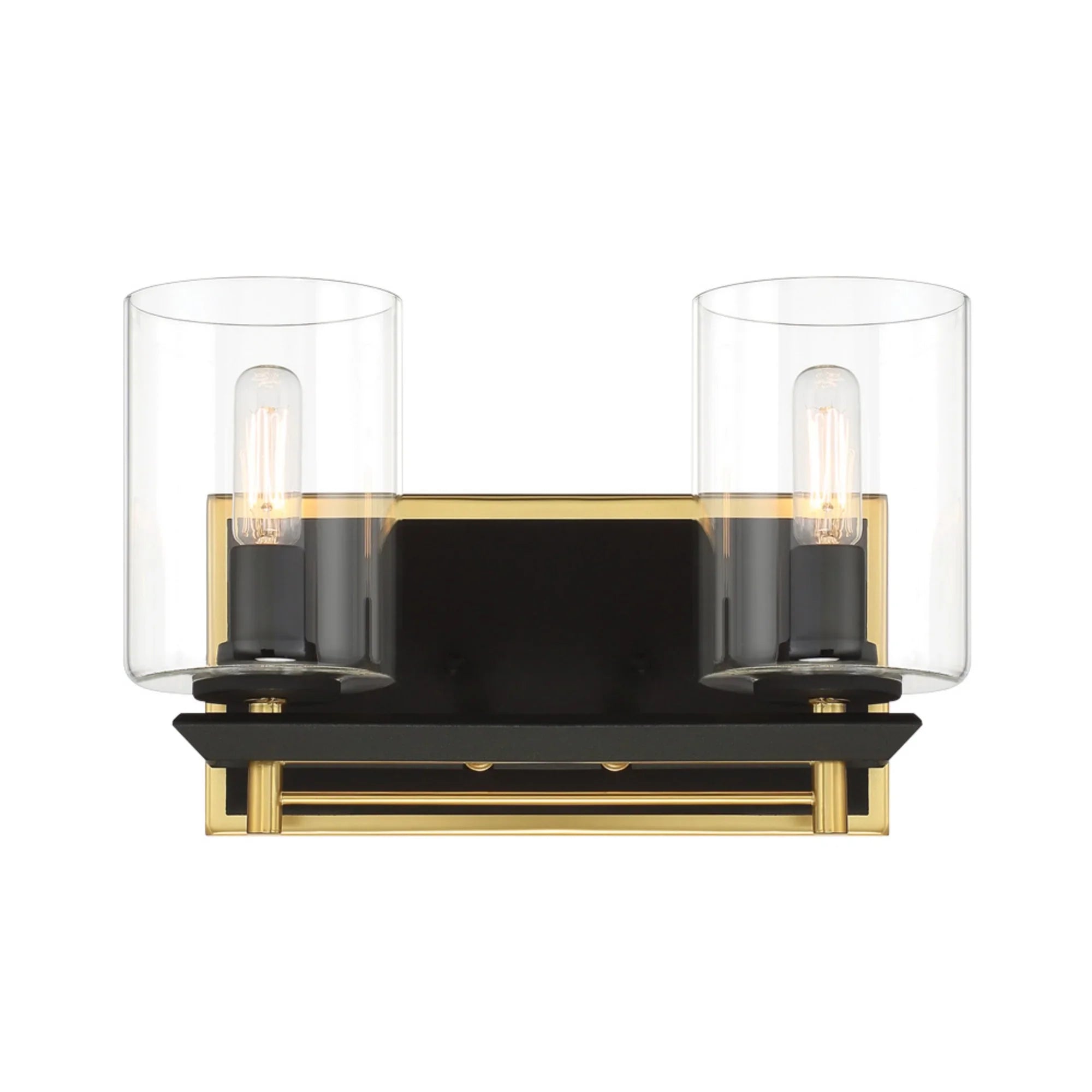 Sable Point 12" 2-Light Bath Vanity, Sand Coal & Honey Gold Accents - Bees Lighting