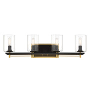 Sable Point 28" 4-Light Bath Vanity, Sand Coal & Honey Gold Accents - Bees Lighting