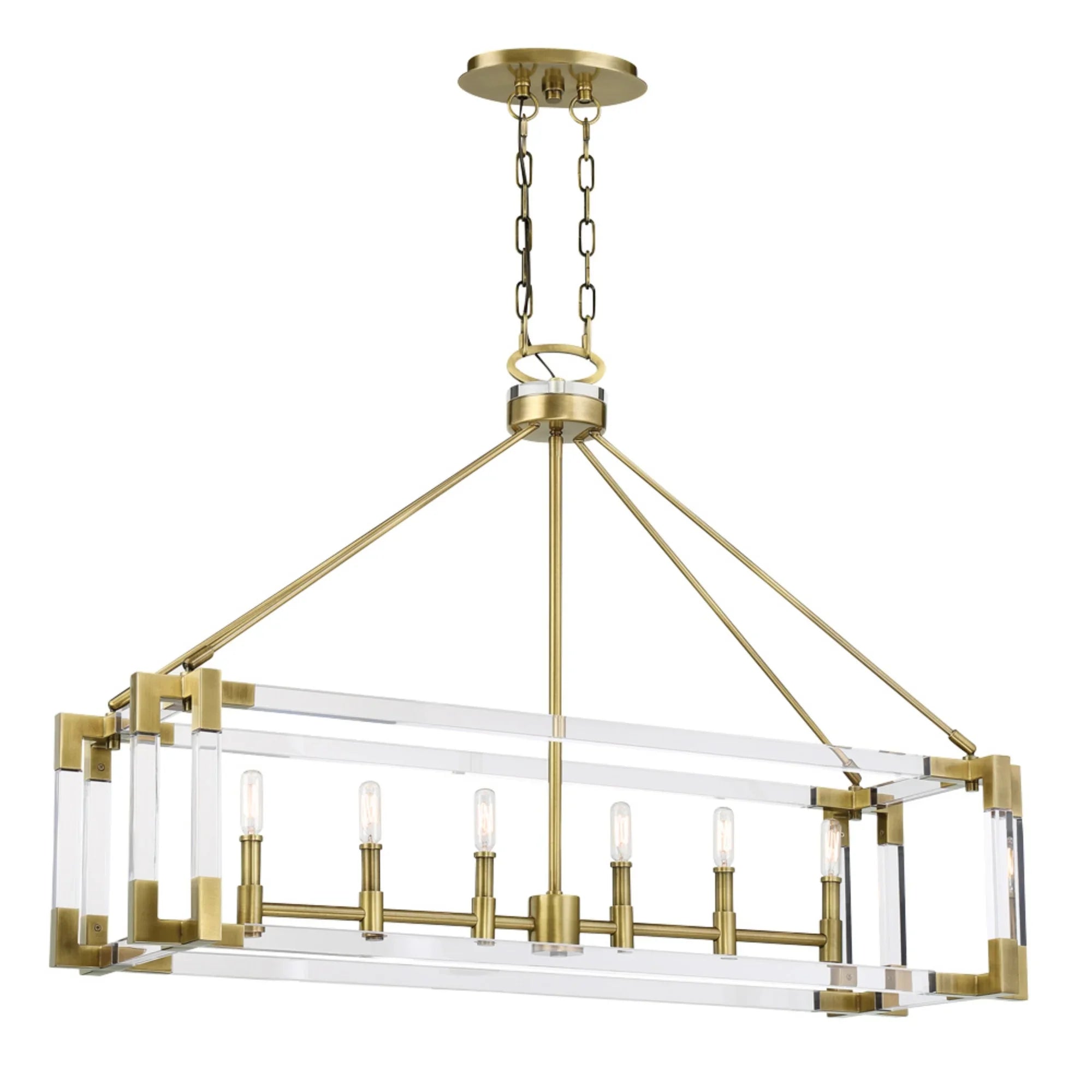 Prima Vista 38" 6-Light Island Light, Aged Antique Brass Finish - Bees Lighting