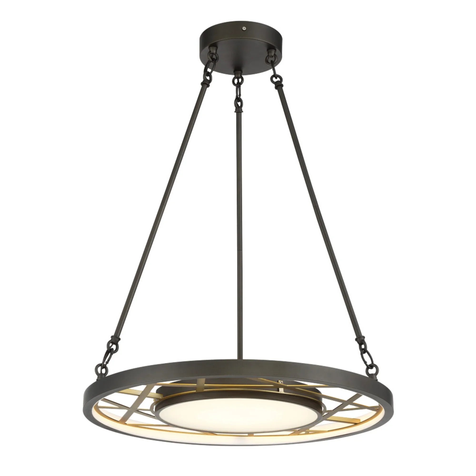 Tribeca 24" LED Pendant, Smoked Iron & Soft Brass Finish - Bees Lighting