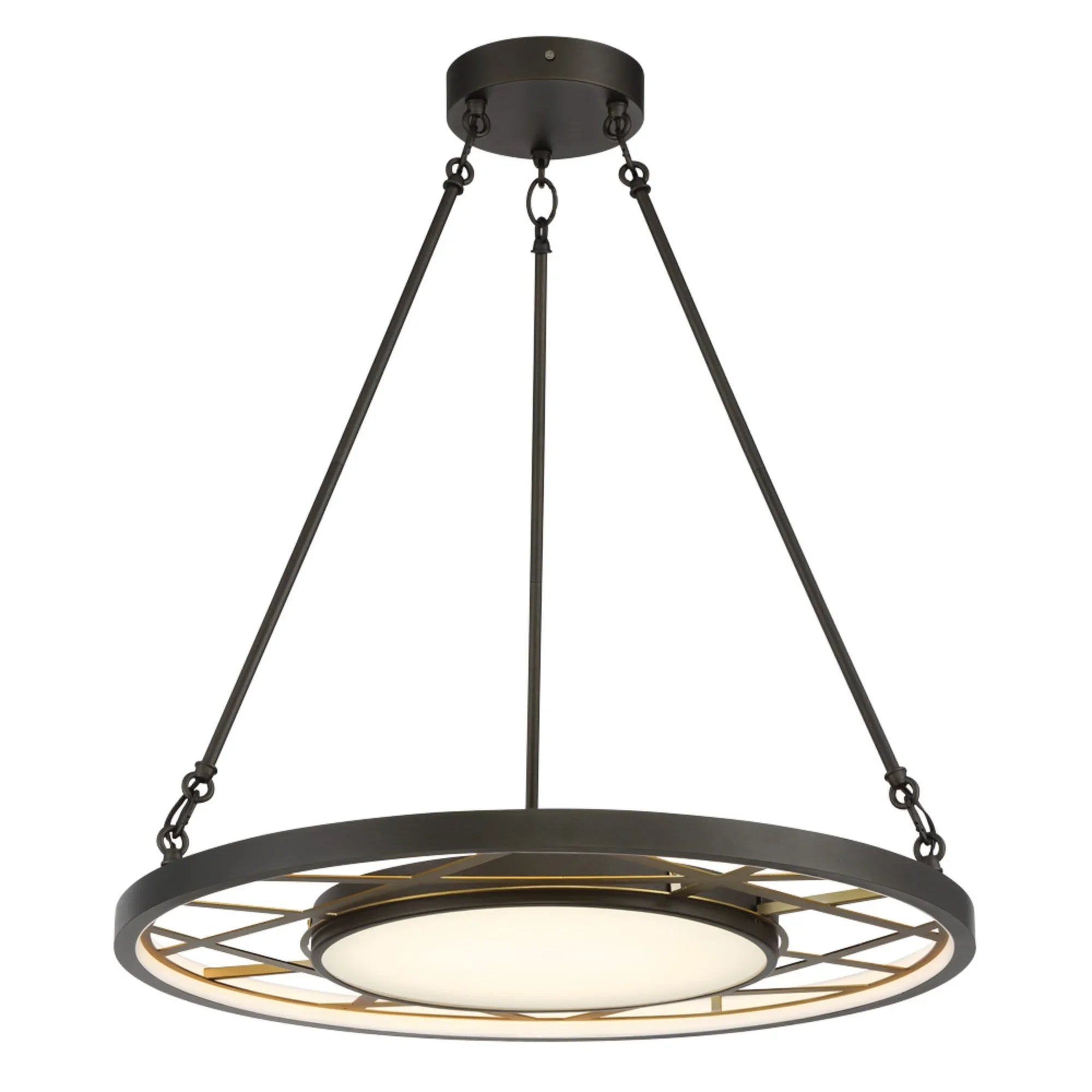Tribeca 28" LED Pendant, Smoked Iron & Soft Brass Finish - Bees Lighting