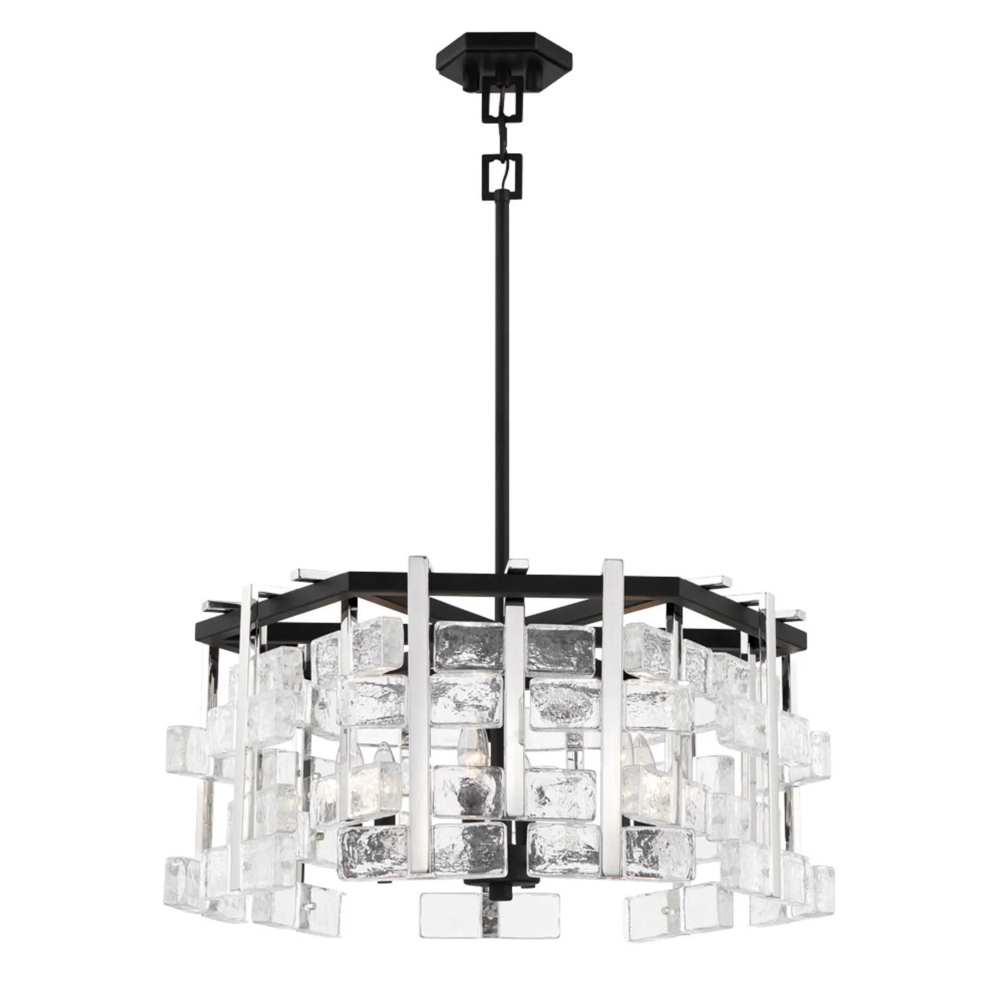 Painesdale 28" 6-Light Pendant, Sand Coal & Polished Nickel Finish - Bees Lighting