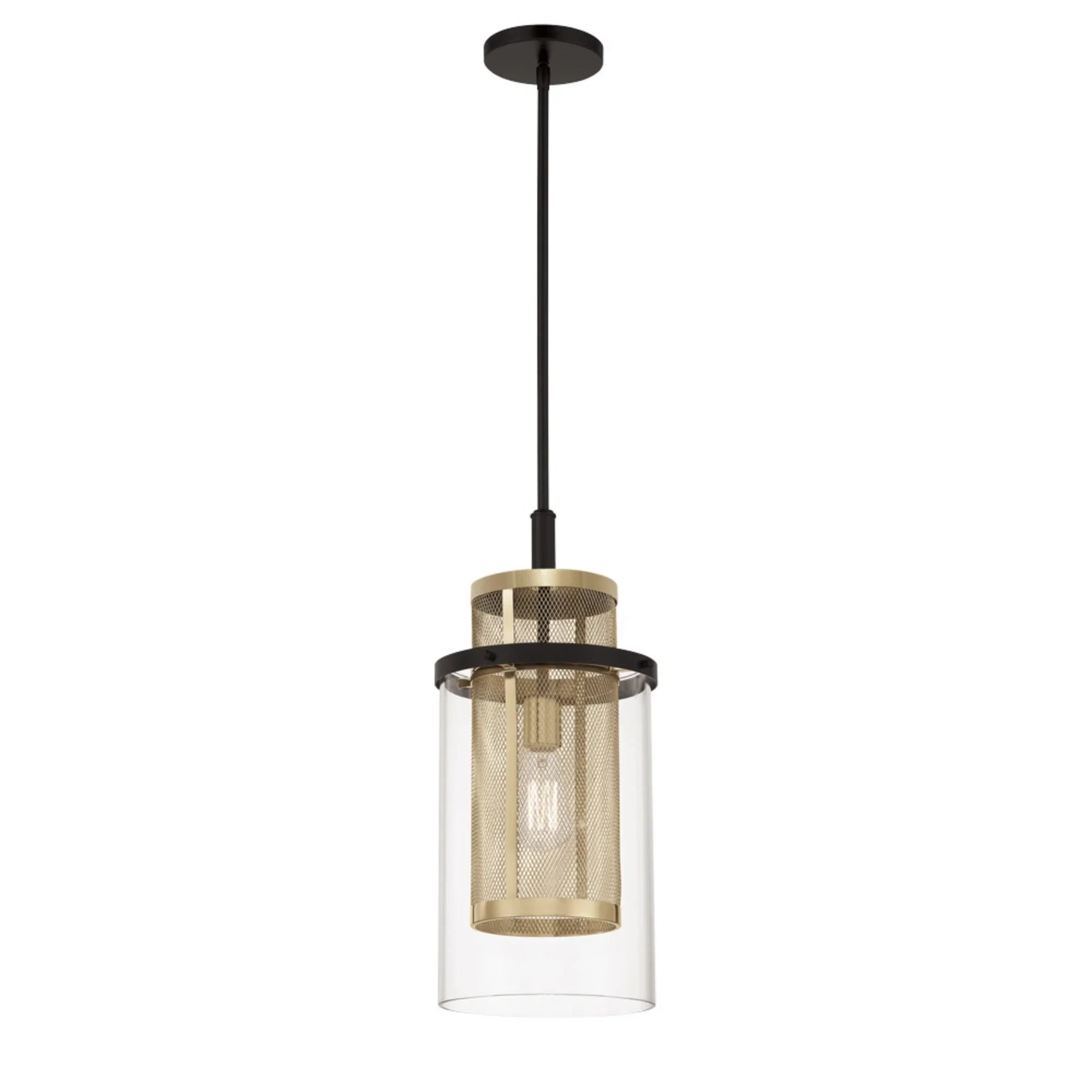 Soho 10" Mini Pendant, Coal & Soft Brass Finish - Bees Lighting