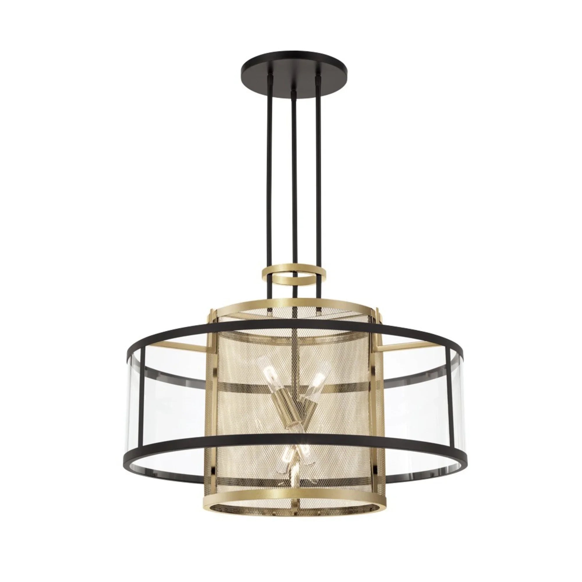 Soho 30" 4-Light Pendant, Coal & Soft Brass Finish - Bees Lighting