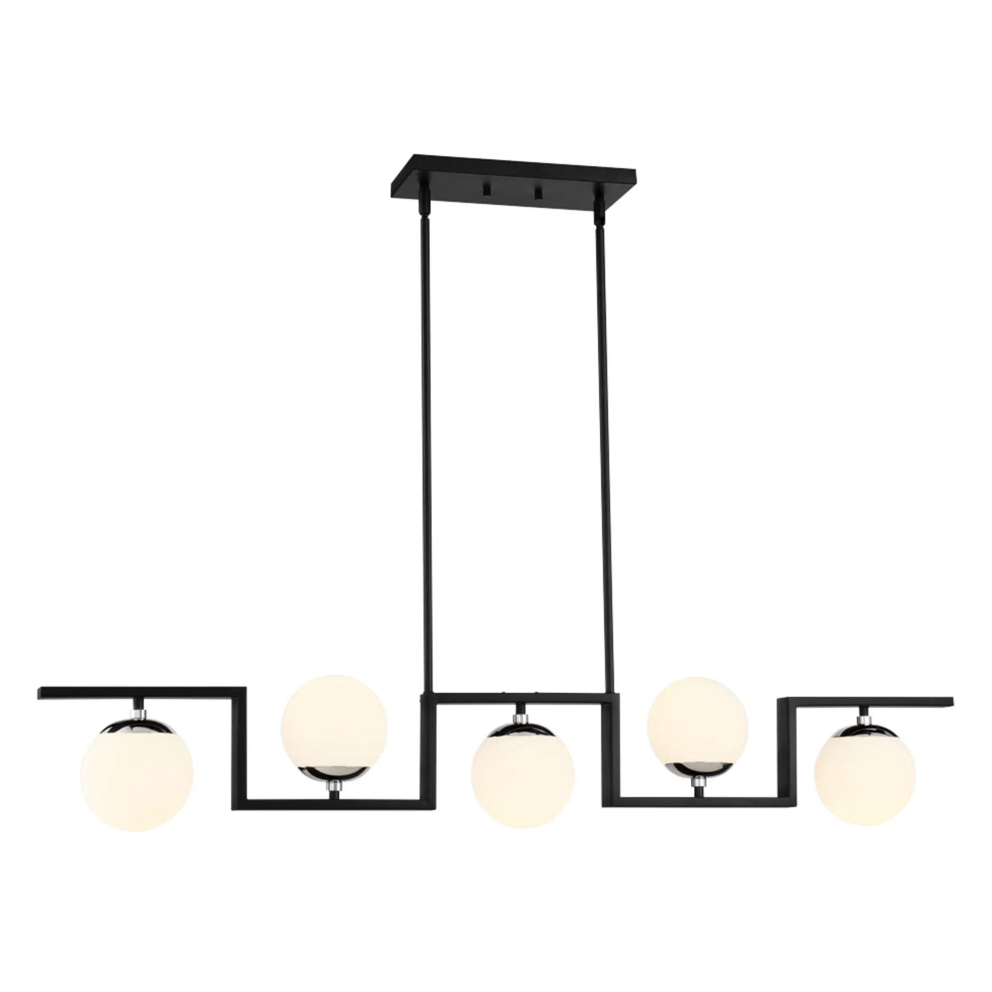 Alluria II 47" 5-Light Island Light, Coal & Polished Nickel Highlights - Bees Lighting