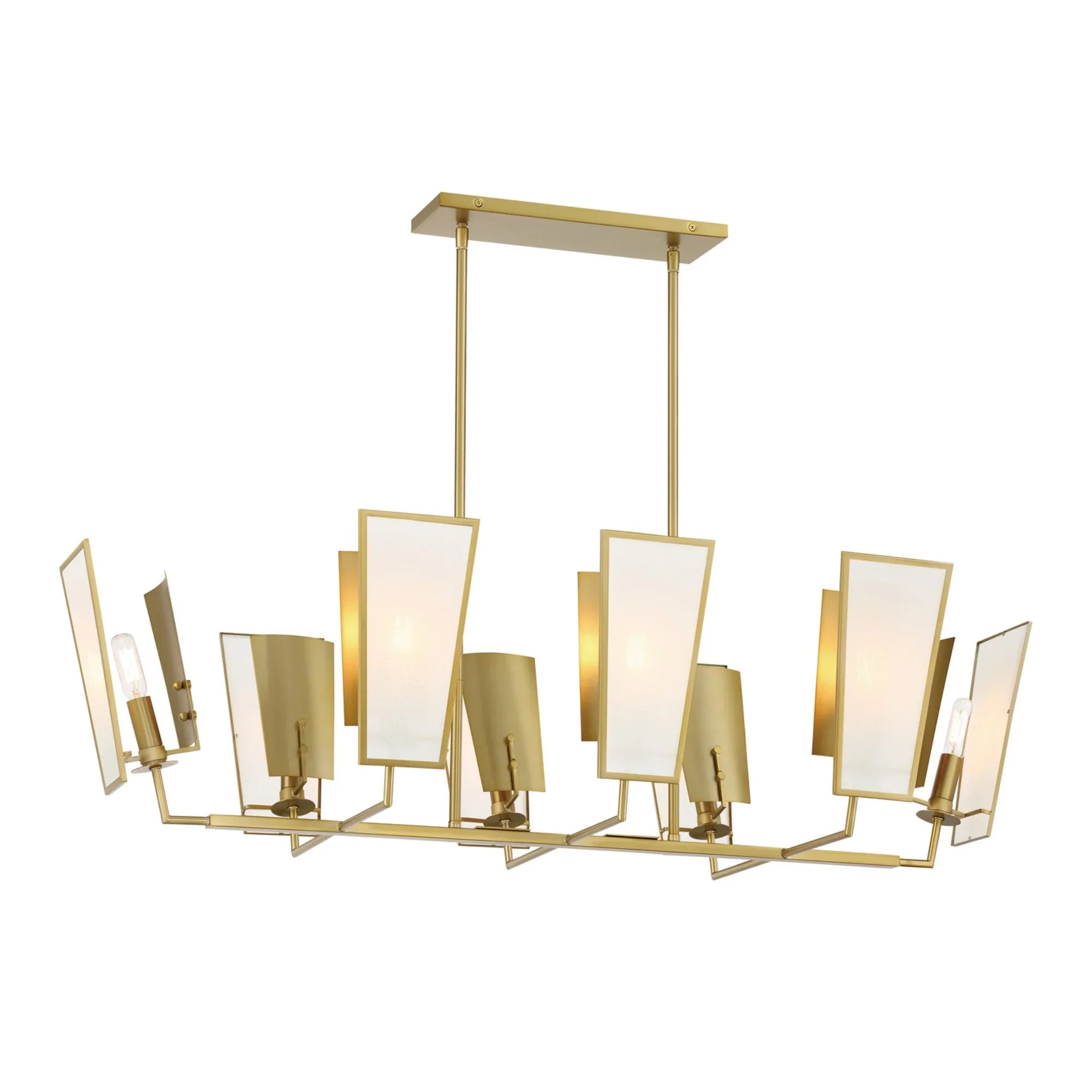 Ricochet 44" 8-Light Island Light, Soft Brass Finish - Bees Lighting
