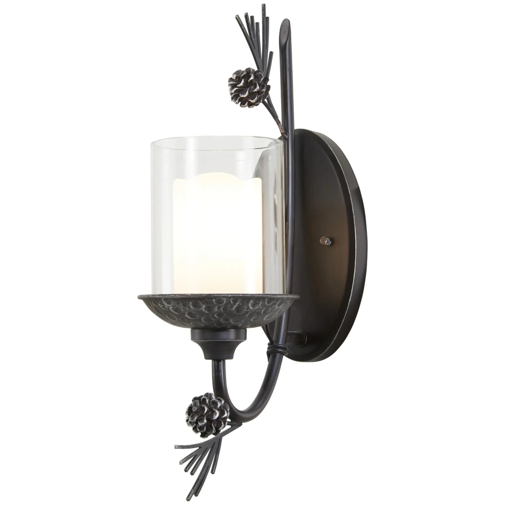 Ponderosa Ridge 18" Wall Sconce, Weathered Spruce & Silver Finish - Bees Lighting