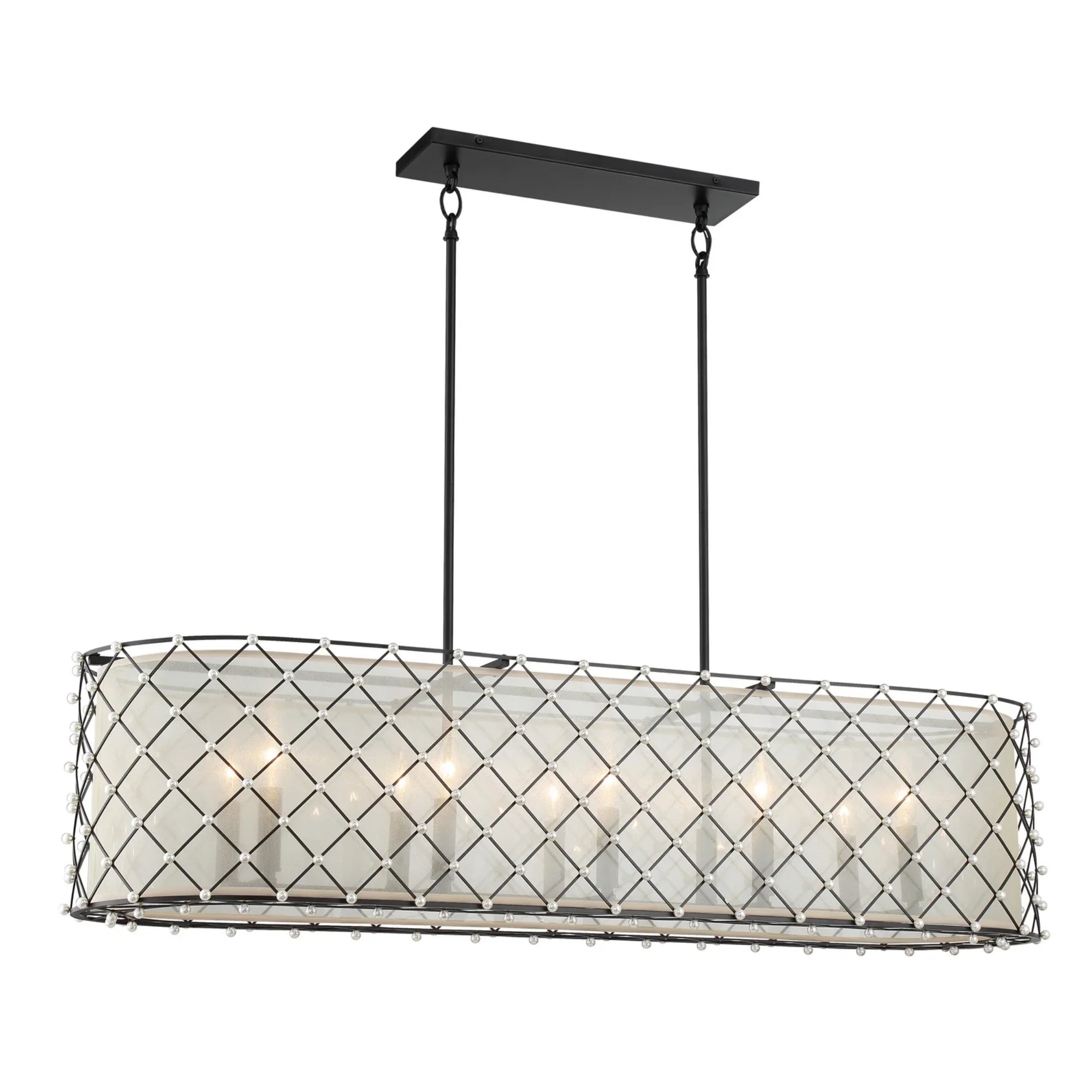 Sheer Elegance 48" 10-Light Island Light, Coal Finish - Bees Lighting
