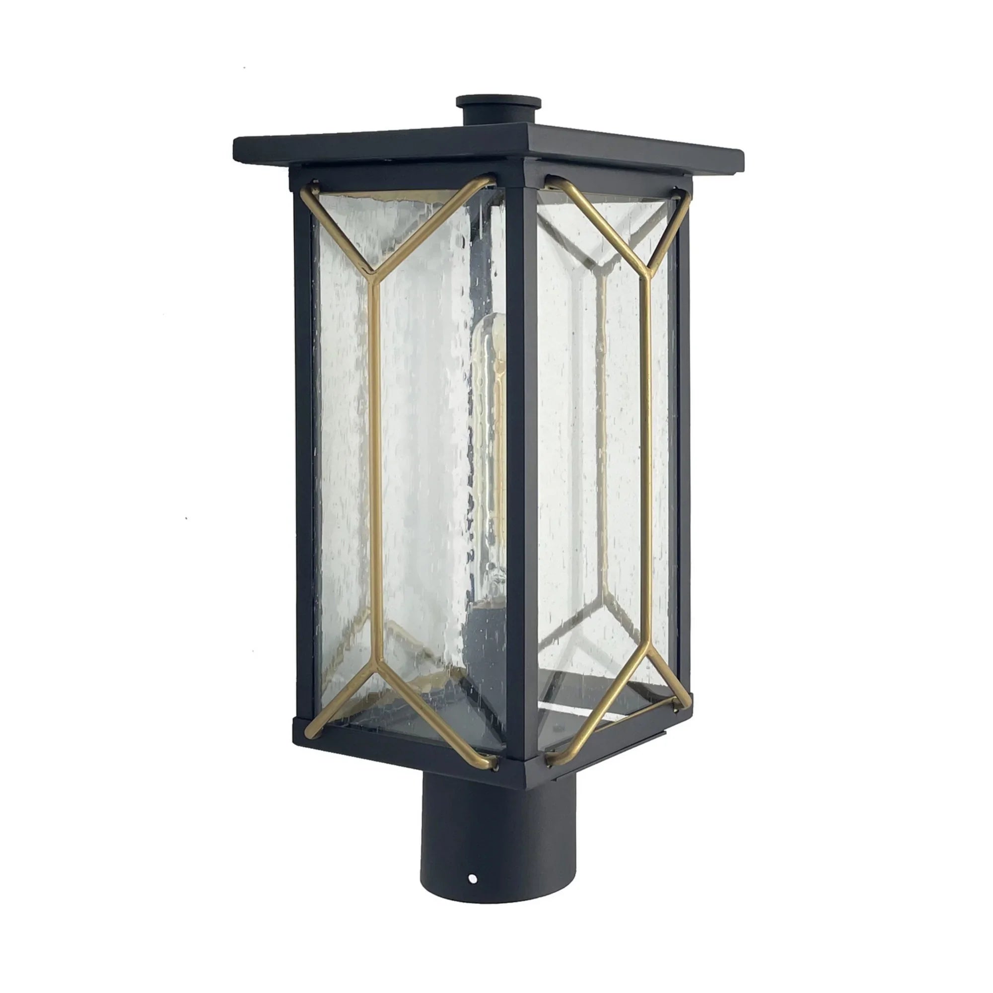 Hillside Manor 17" Outdoor Post Mount, Sand Coal & Mystic Gold Finish - Bees Lighting