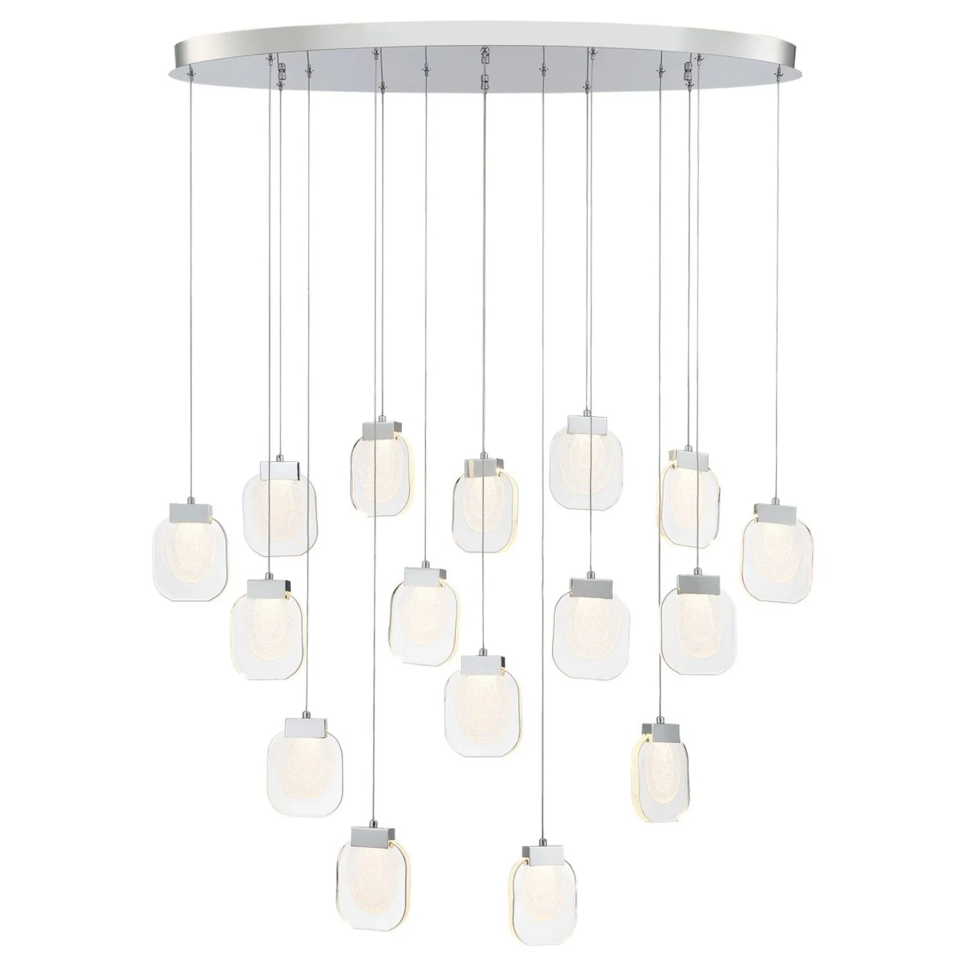Paget 16-Light 44" LED Multi Drop Chandelier, Chrome Finish - Bees Lighting