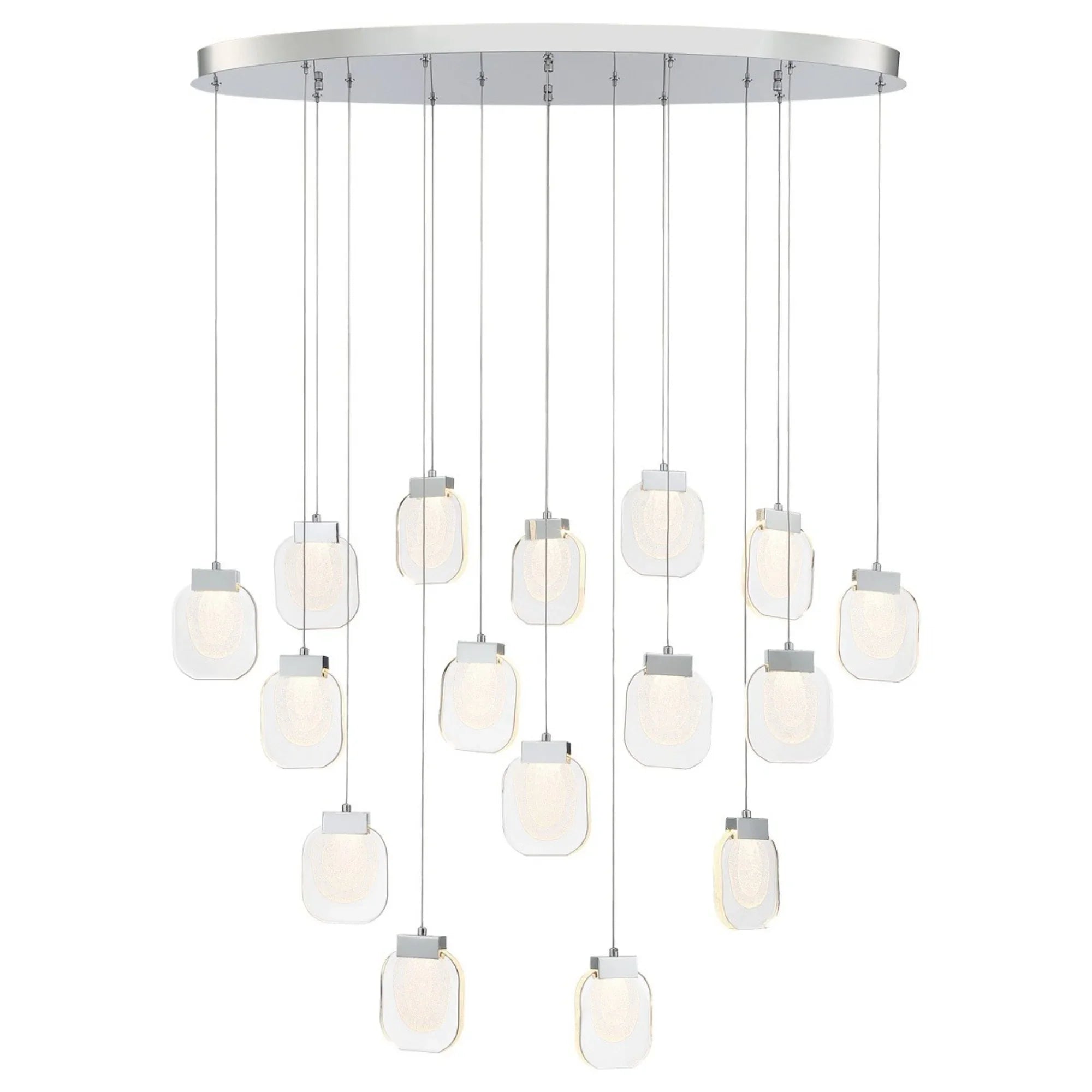 Paget 16-Light 44" LED Multi Drop Chandelier, Chrome Finish - Bees Lighting