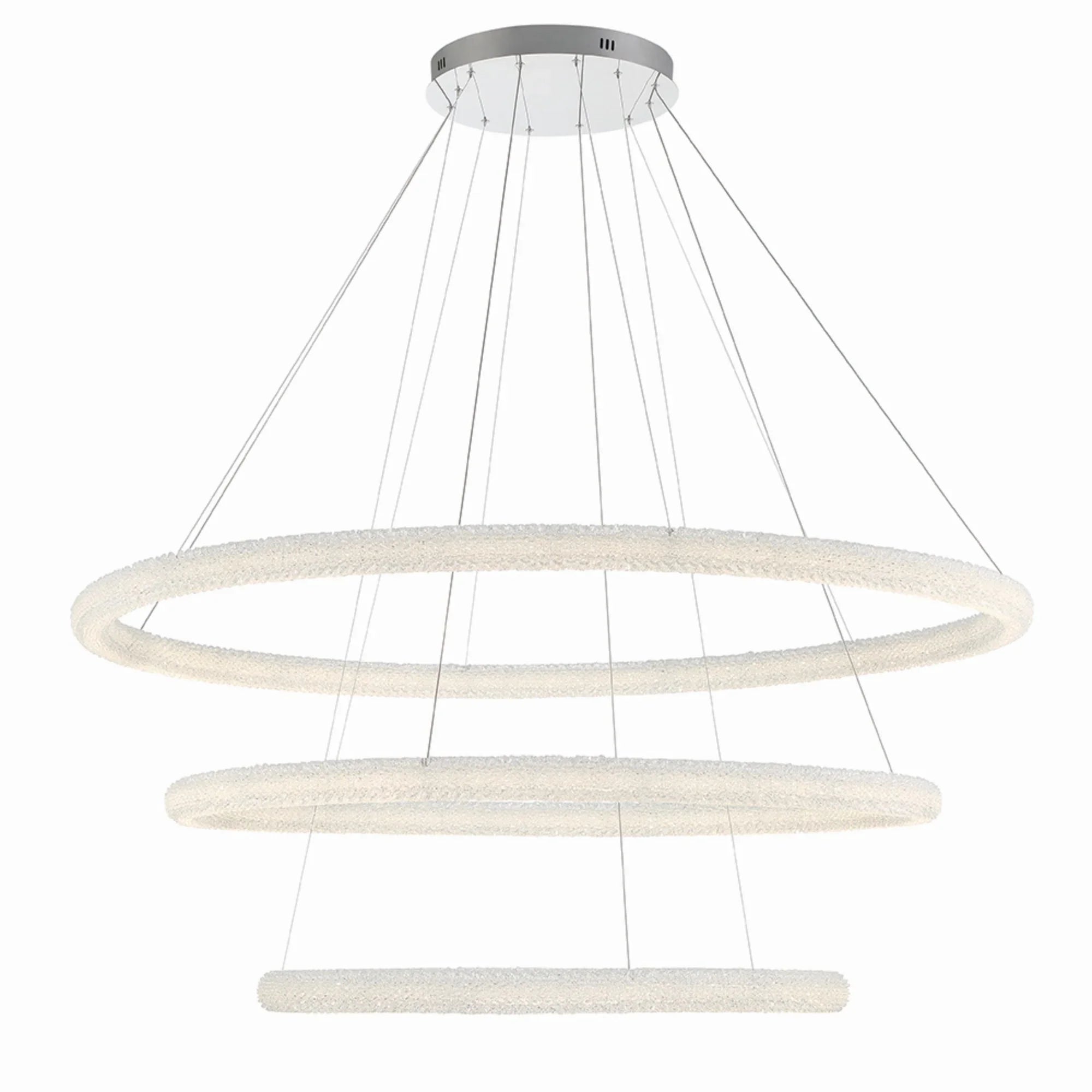 Sassi 3-Tiers 60" LED Grand Chandelier, Chrome Finish with Crystals - Bees Lighting