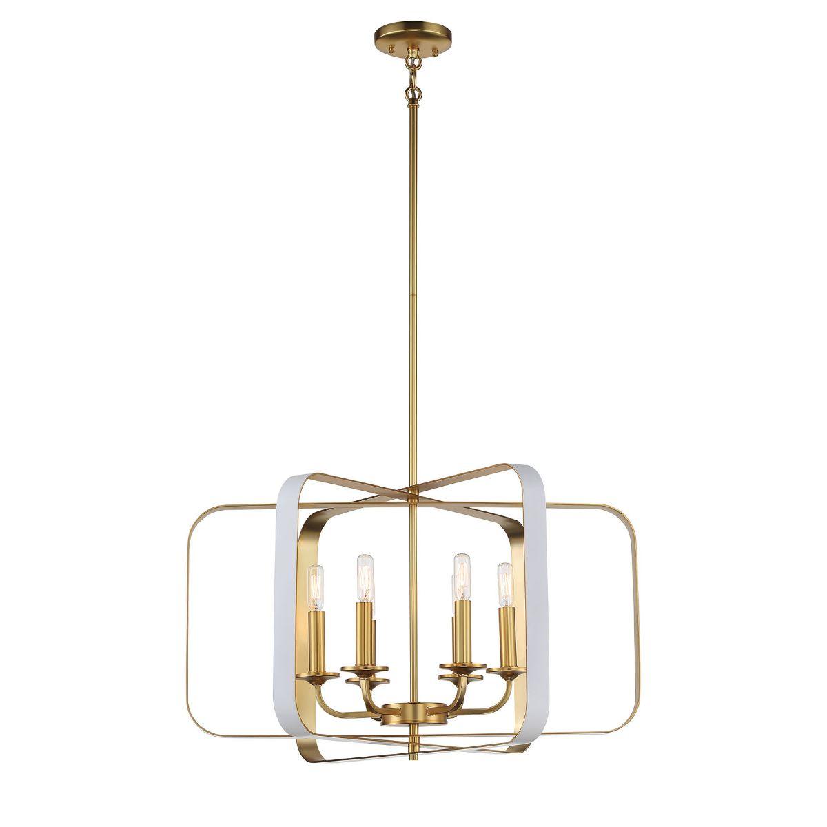 Aureum 26 in. 6 Lights Pendant Light Matte White & Gold Finish - Bees Lighting