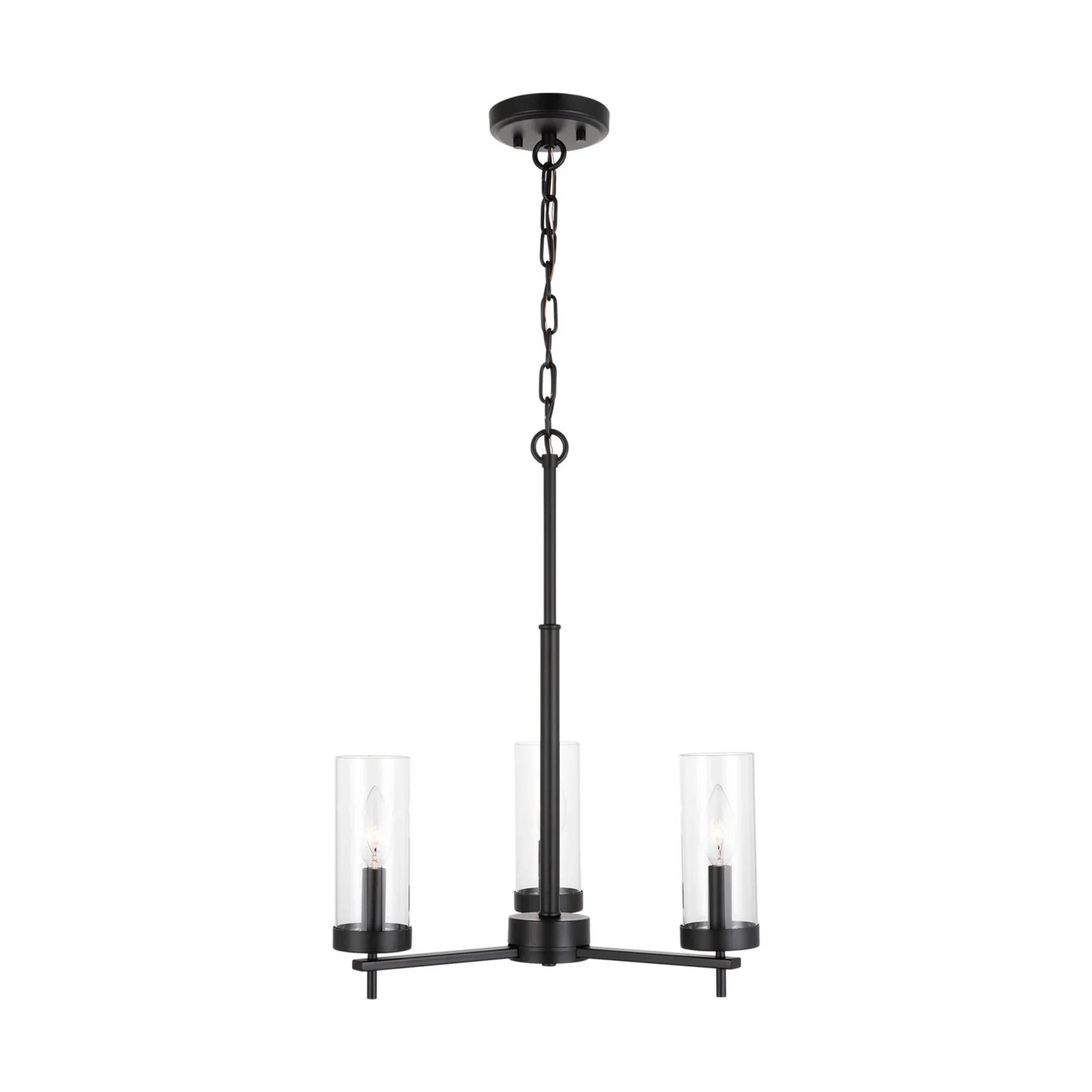 Zire 18" 3-Light Chandelier, Midnight Black Finish - Bees Lighting