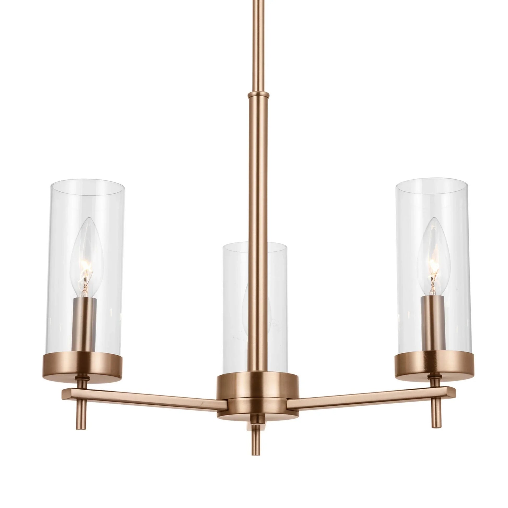 Zire 18" 3-Light LED Chandelier, Satin Brass Finish - Bees Lighting