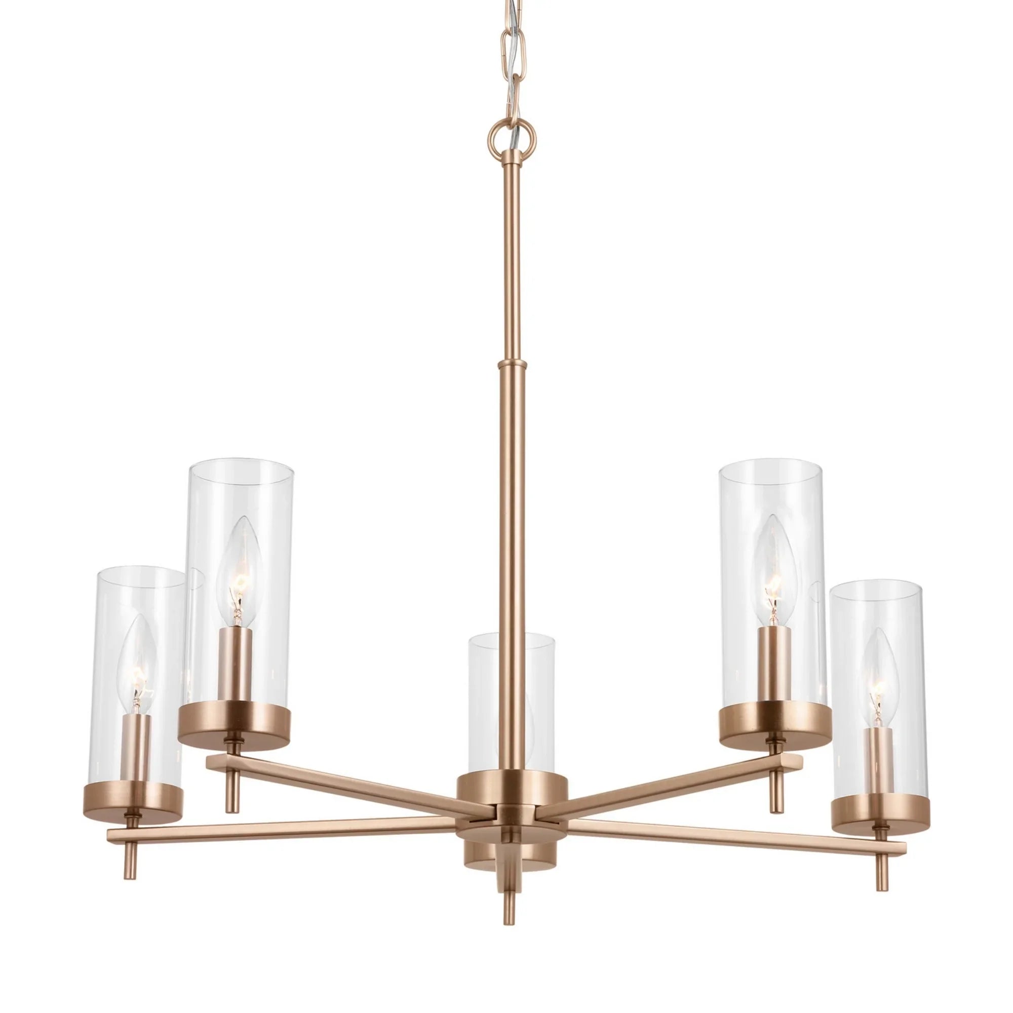 Zire 26" 5-Light Chandelier, Satin Brass Finish - Bees Lighting