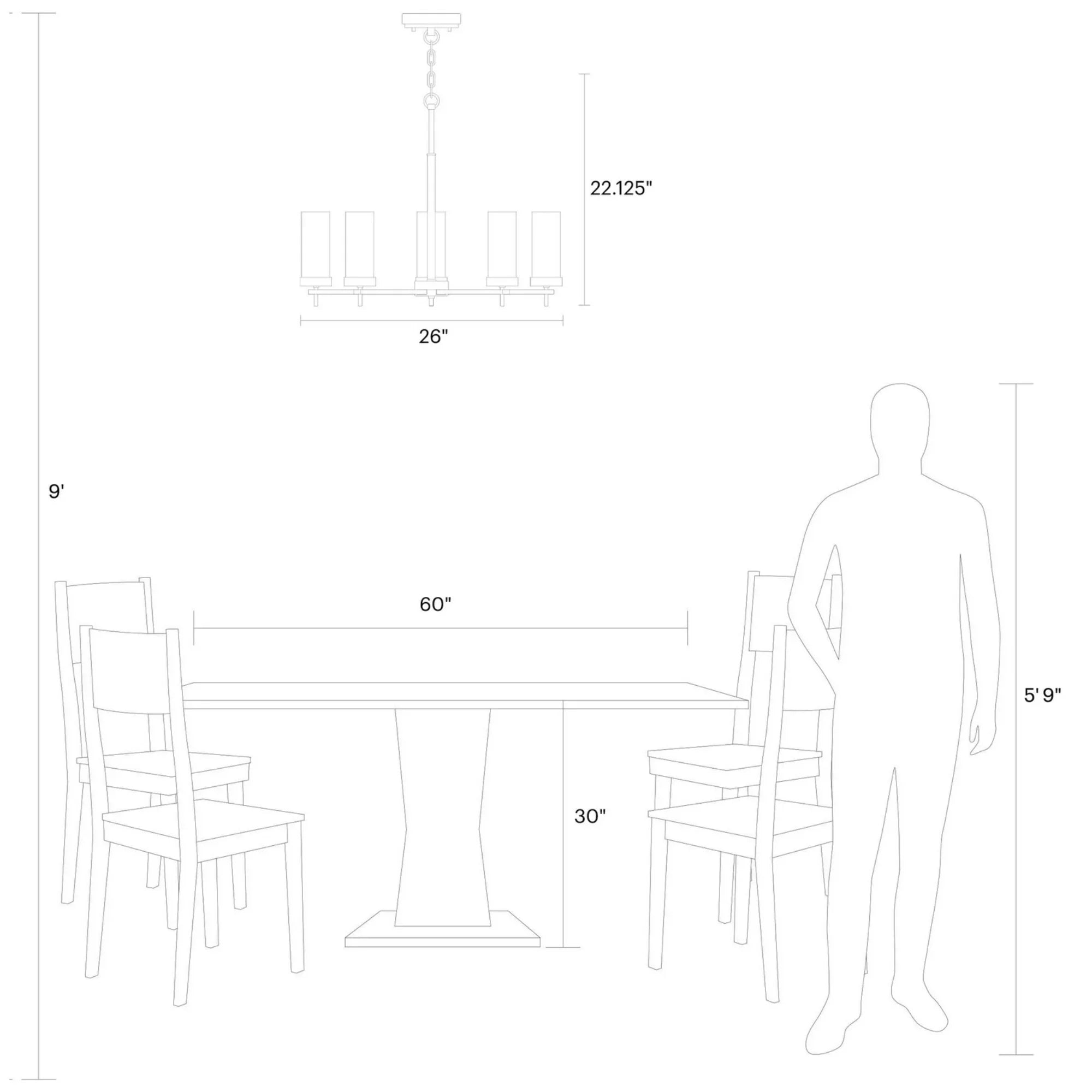 Zire 26" 5-Light LED Chandelier, Midnight Black Finish - Bees Lighting