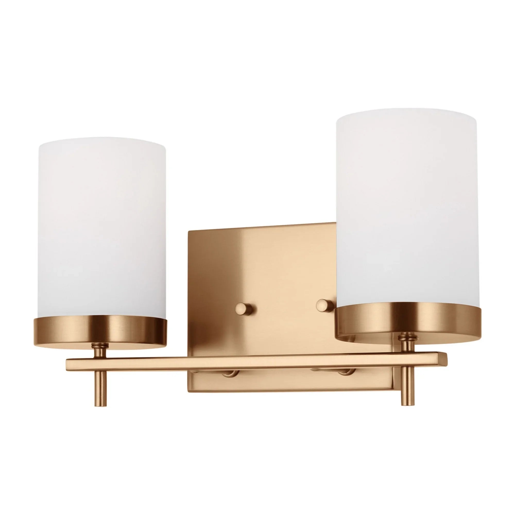 Zire 14" 2-Light Bathroom Vanity, Satin Brass Finish - Bees Lighting