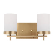 Zire 14" 2-Light LED Bathroom Vanity, Satin Brass Finish - Bees Lighting