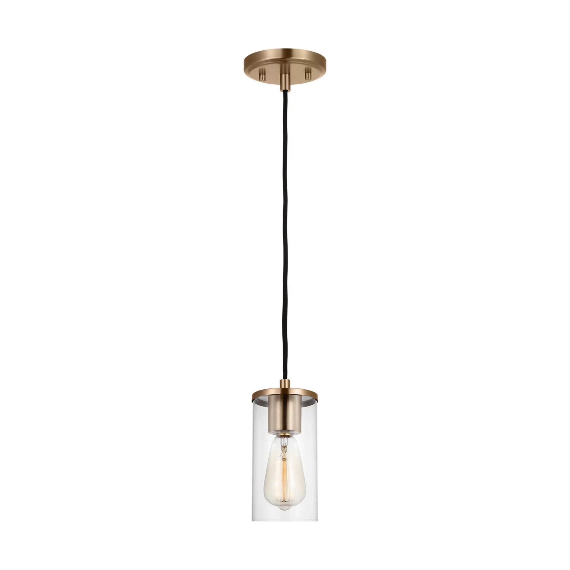 Zire 4" Mini Pendant, Satin Brass Finish - Bees Lighting