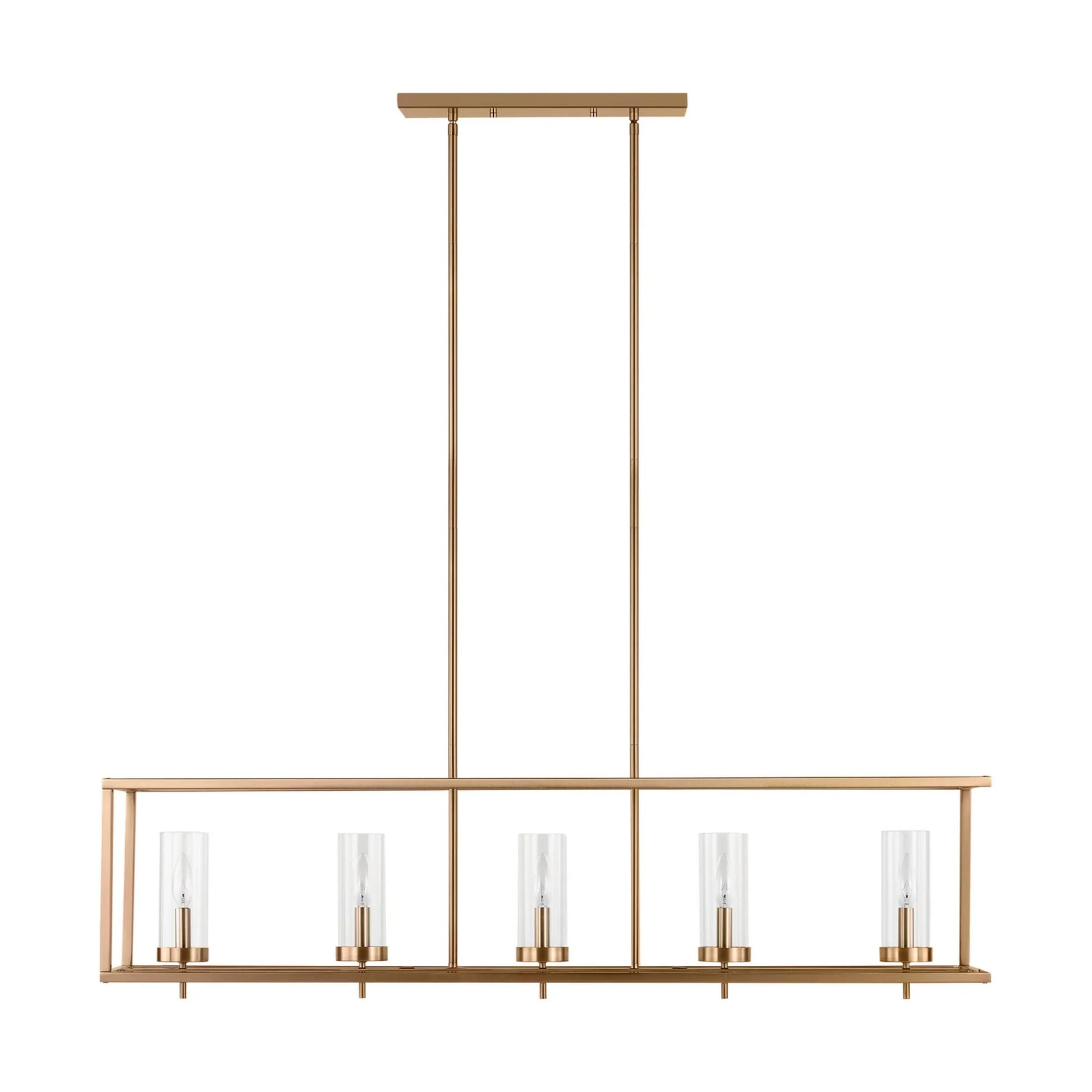 Zire 48" 5-Light Island Pendant, Satin Brass Finish - Bees Lighting