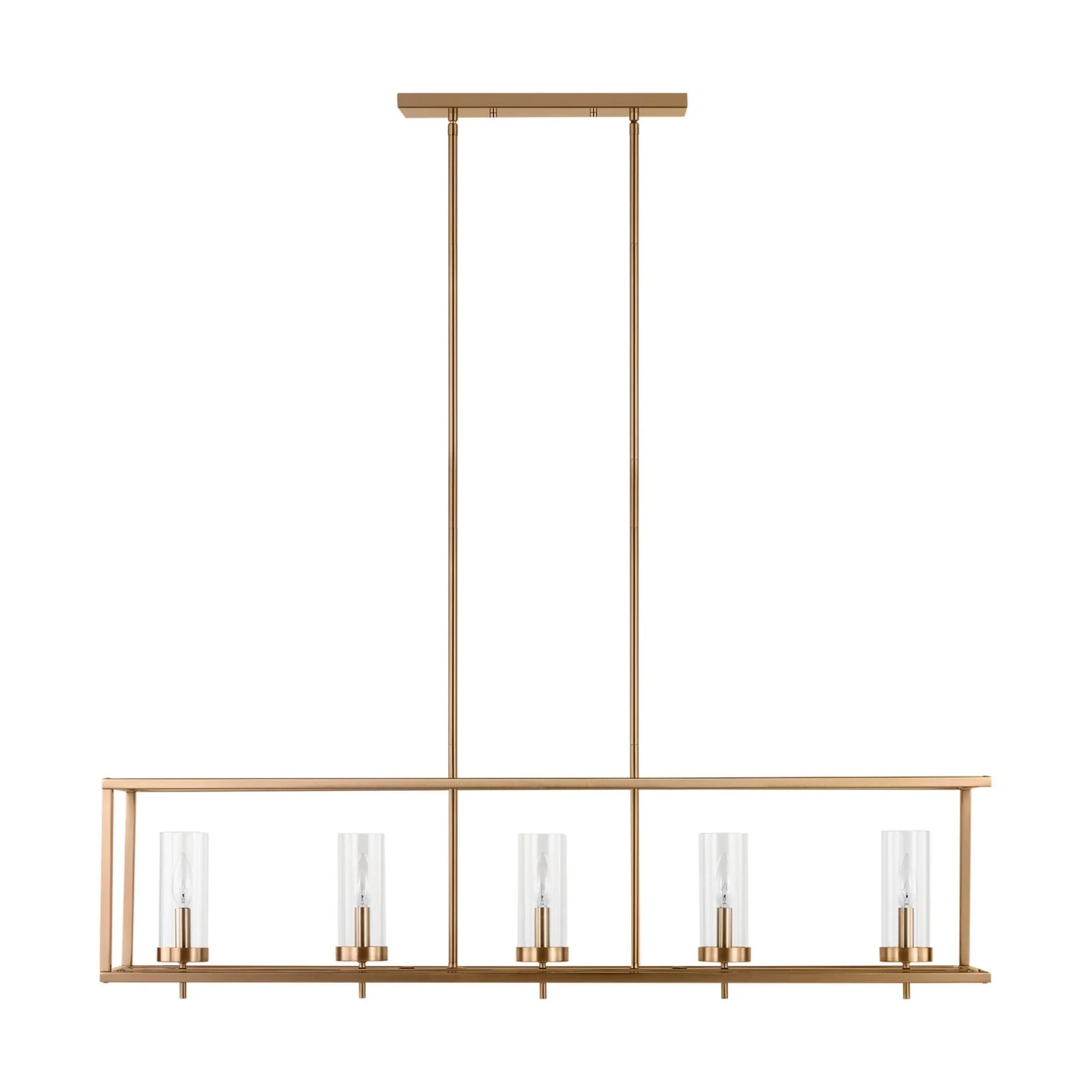 Zire 48" 5-Light Island Pendant, Satin Brass Finish - Bees Lighting