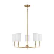Foxdale 26" 5-Light LED Chandelier, Satin Brass Finish - Bees Lighting