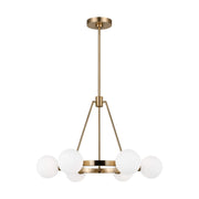 Clybourn 26" 6-Light Chandelier, Satin Brass Finish - Bees Lighting