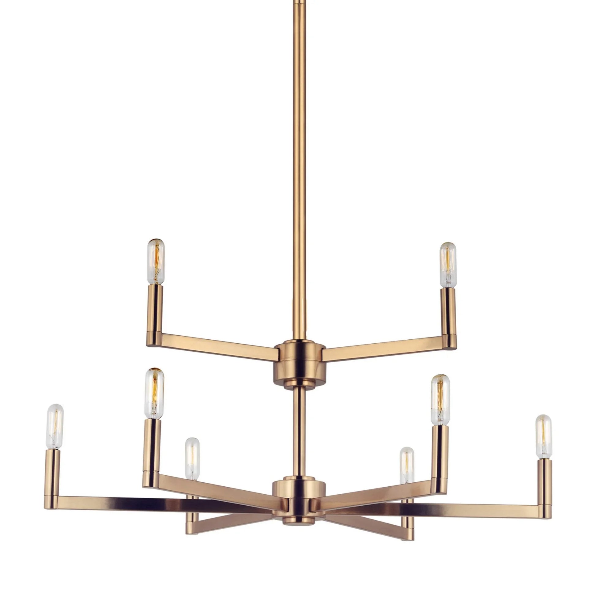 Fullton 30" 9-Light Chandelier, Satin Brass Finish - Bees Lighting