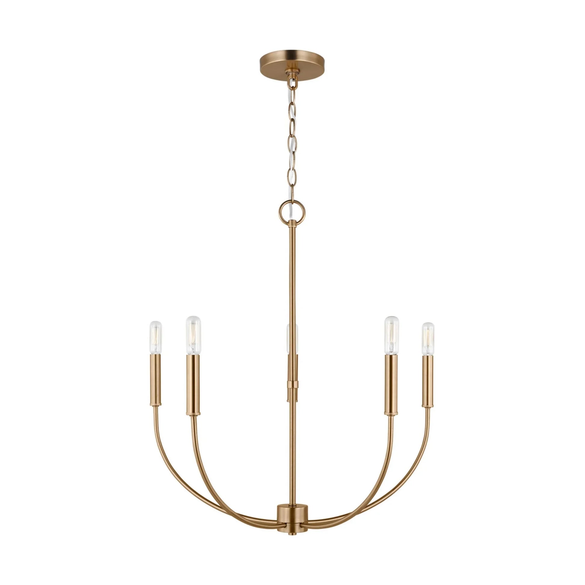 Greenwich 24" 5-Light LED Chandelier, Satin Brass Finish - Bees Lighting