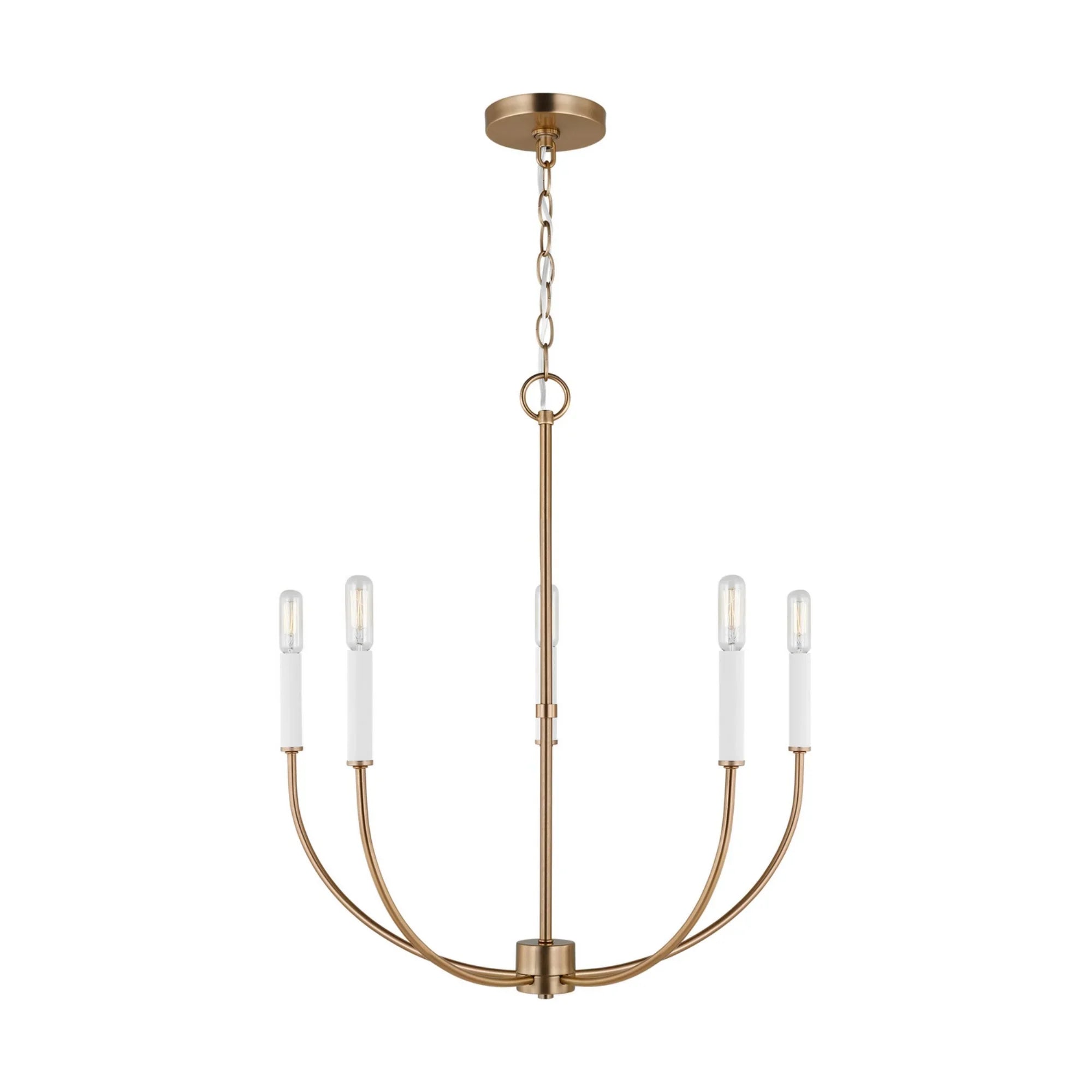 Greenwich 24" 5-Light LED Chandelier, Satin Brass Finish - Bees Lighting