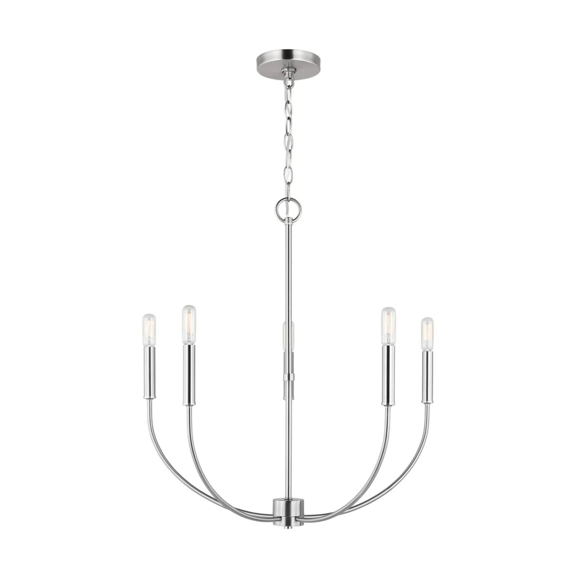 Greenwich 24" 5-Light LED Chandelier, Brushed Nickel Finish - Bees Lighting