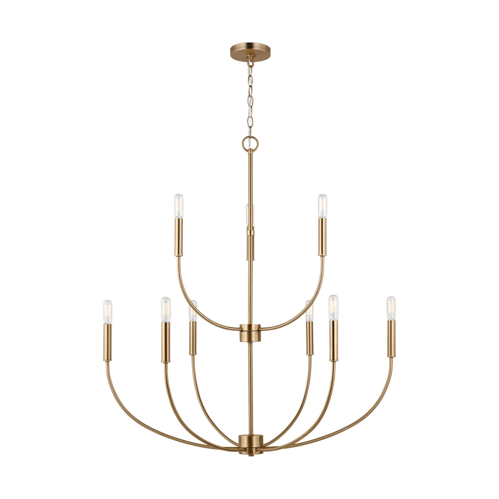 Greenwich 34" 9-Light Chandelier, Satin Brass Finish - Bees Lighting